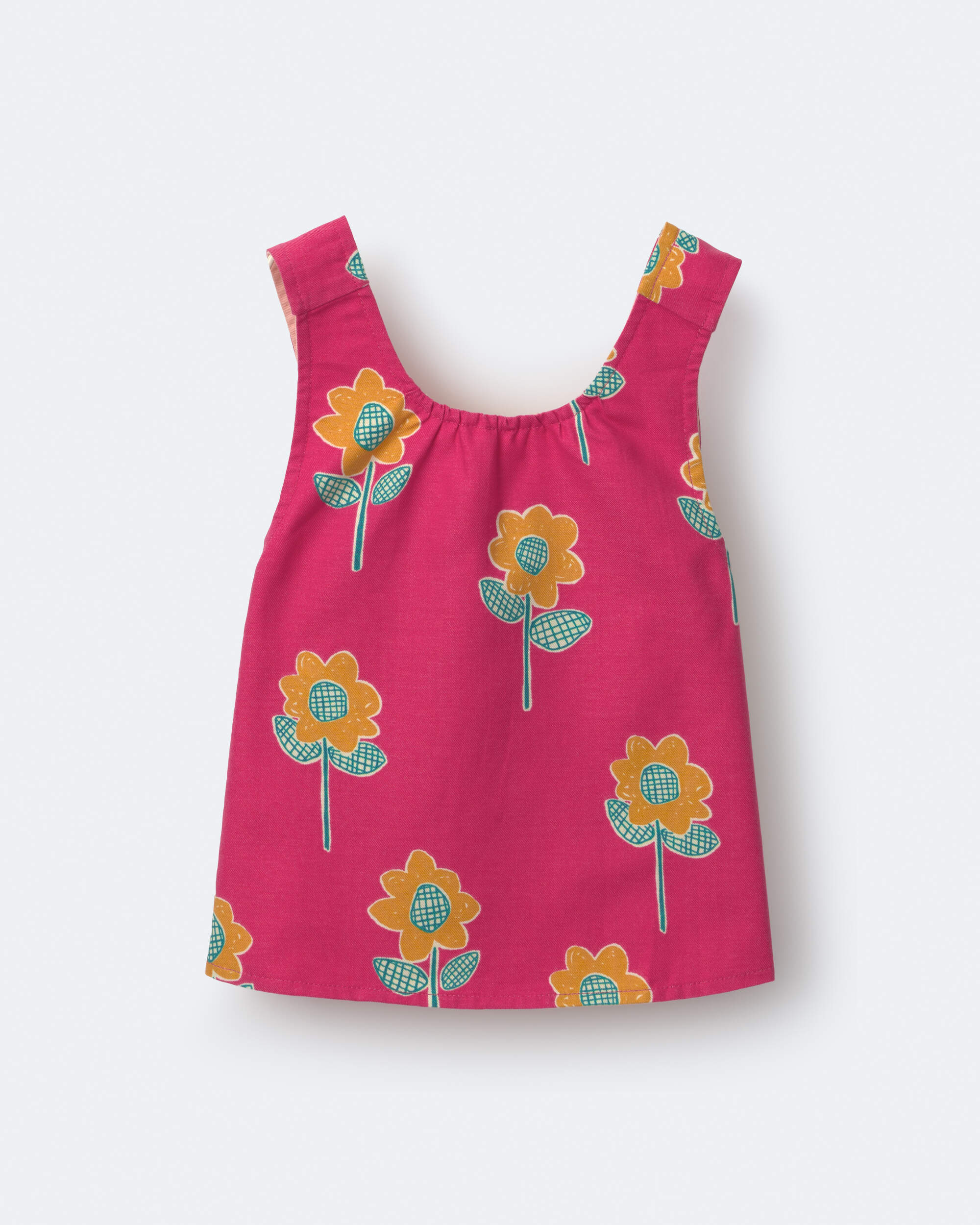 Toddler Girl Reversible Cross-Back Top Floral Print - Hot Pink