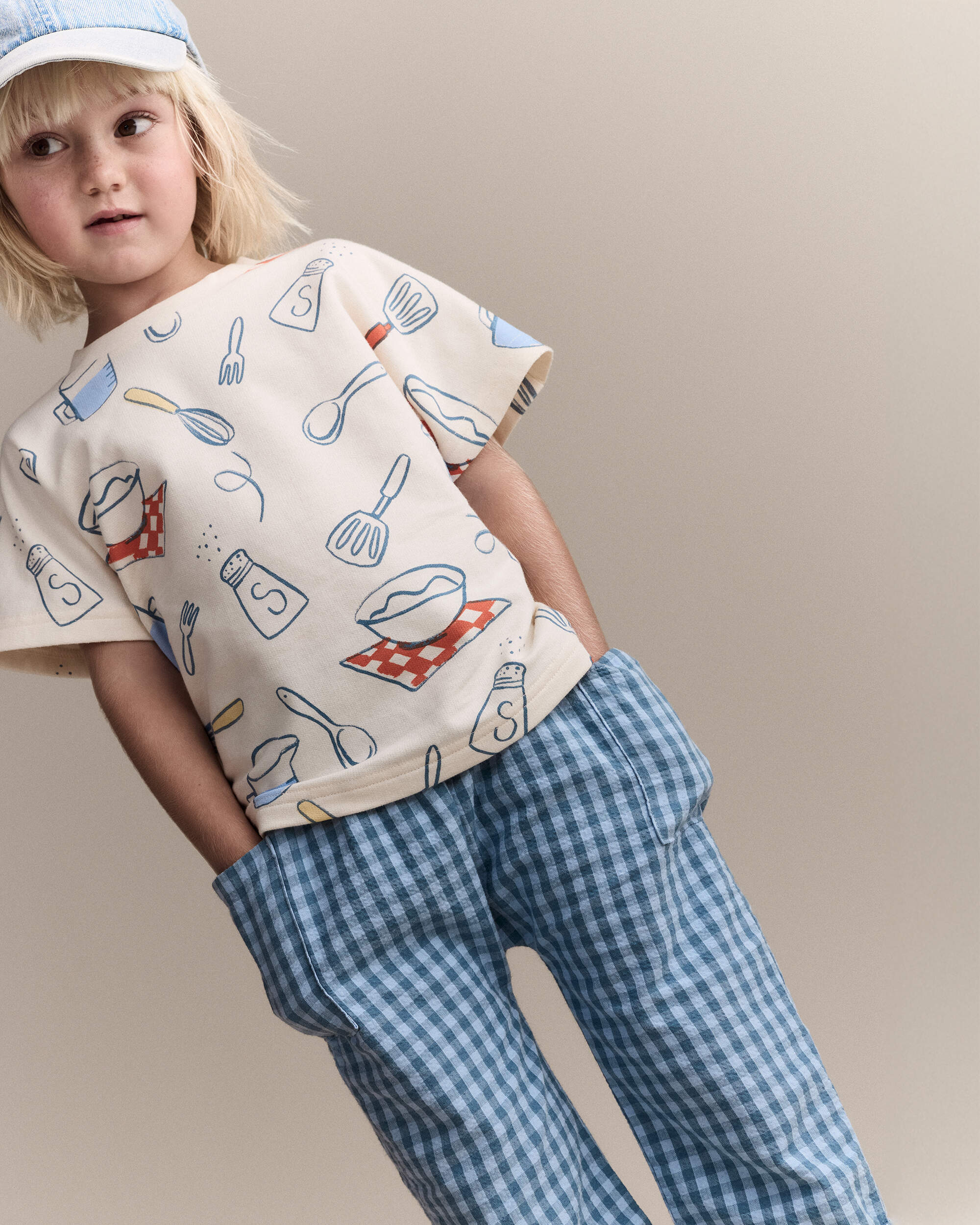 Toddler Dolman Tee Baking Print - Cream