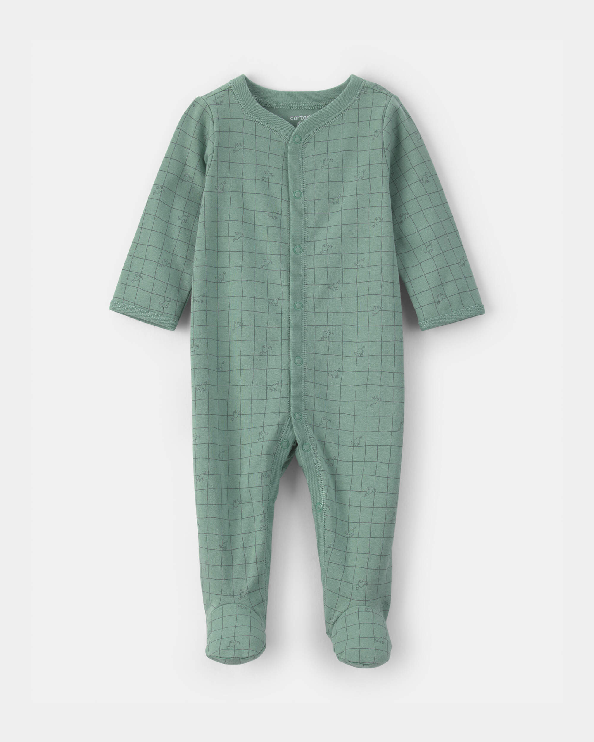 Baby Boy Dinosaur 100% Cotton Sleeper - Green
