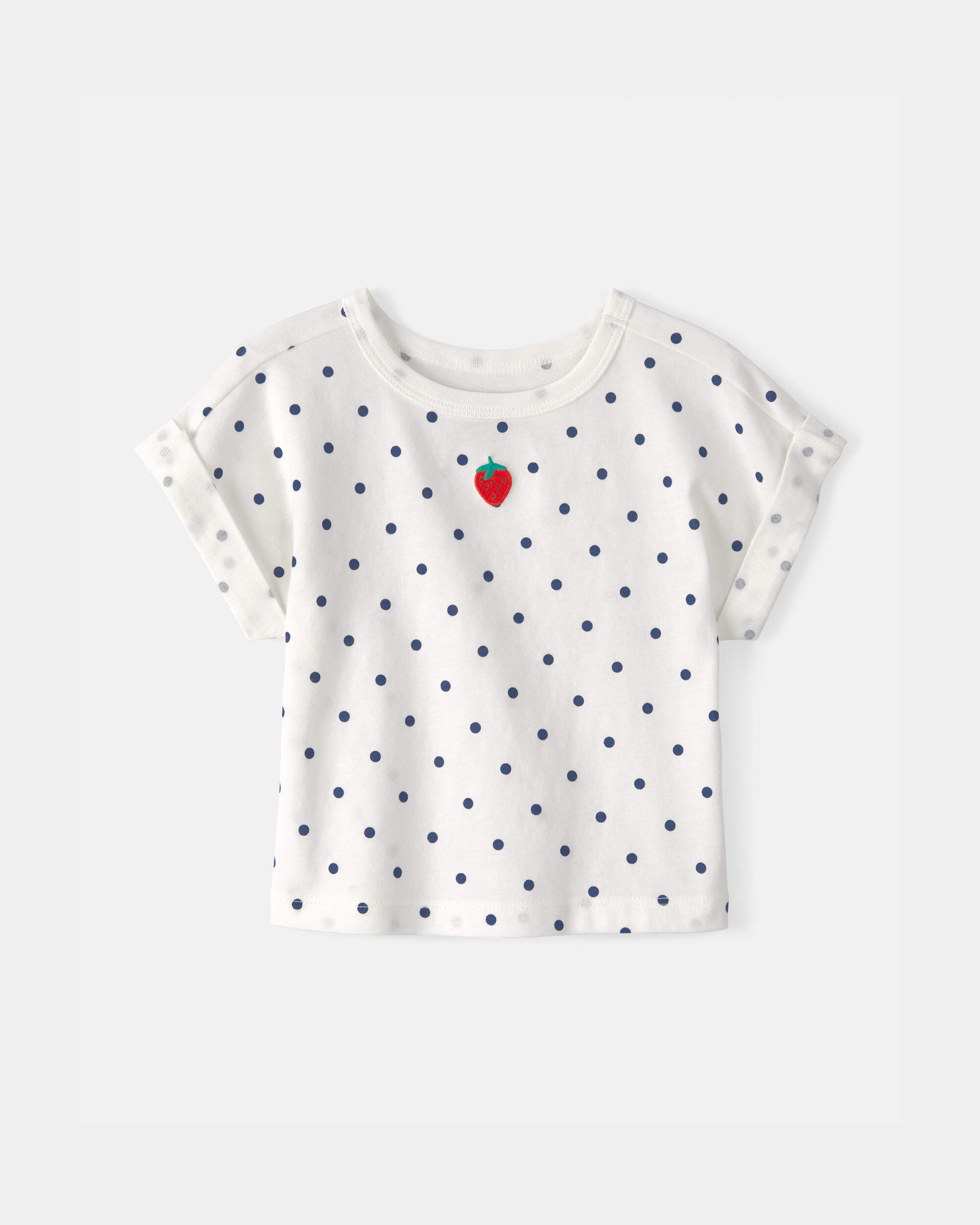 Baby Girl Strawberry Polka Dot Top - White