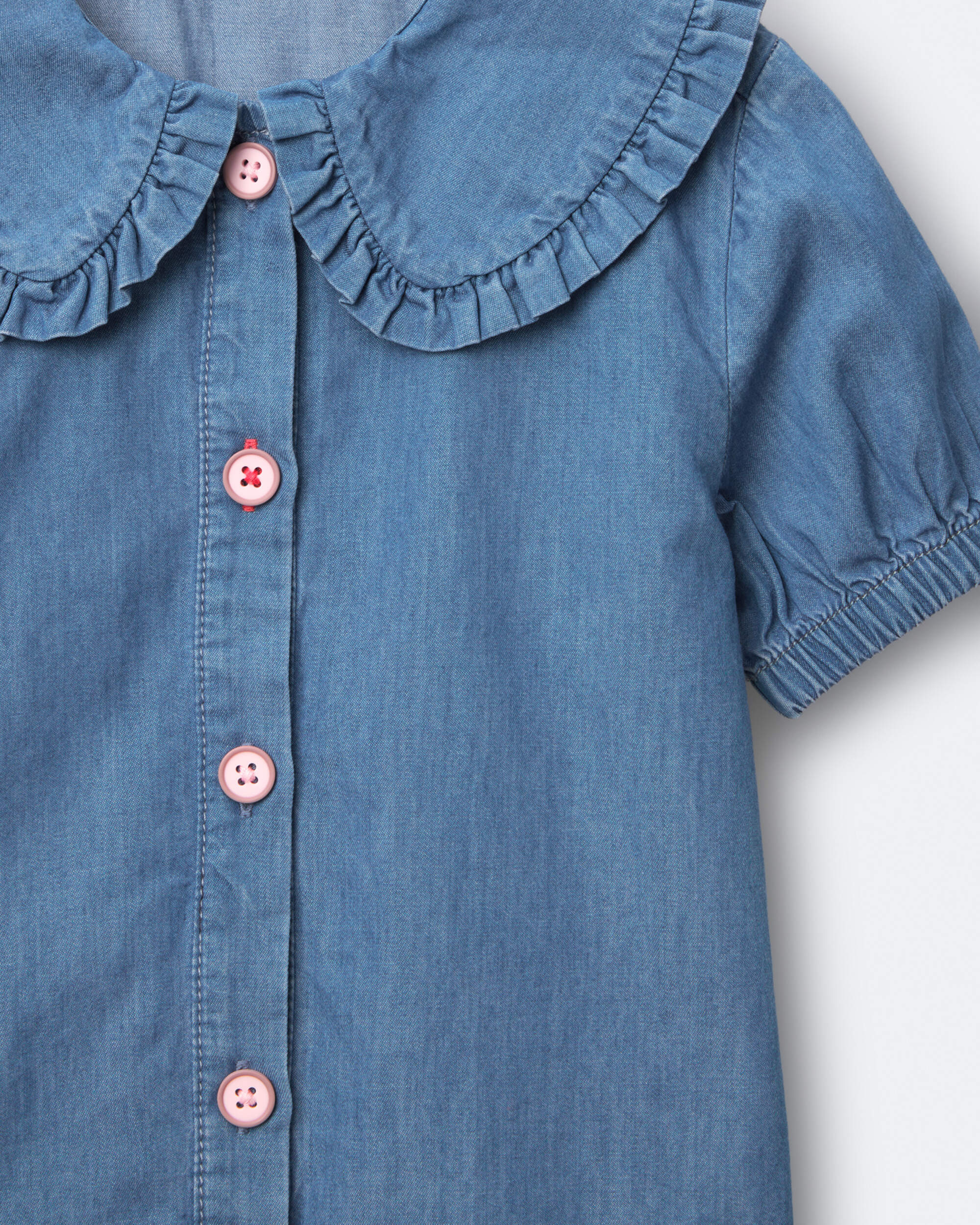 Toddler Girl Peter Pan Collar Top Chambray