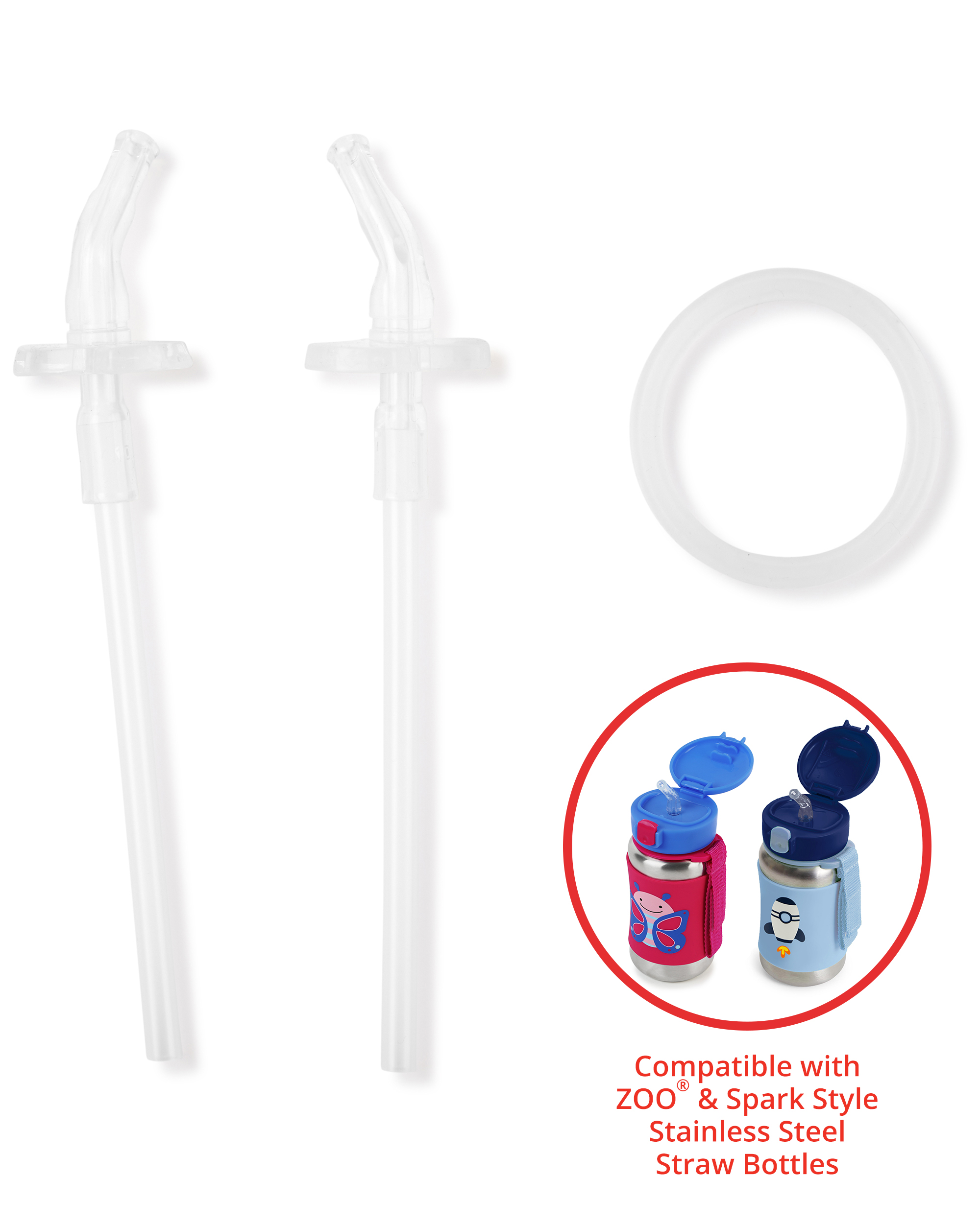 Boys ZOO® Stainless Steel Straw Bottle Extra Straws - 2-Pack