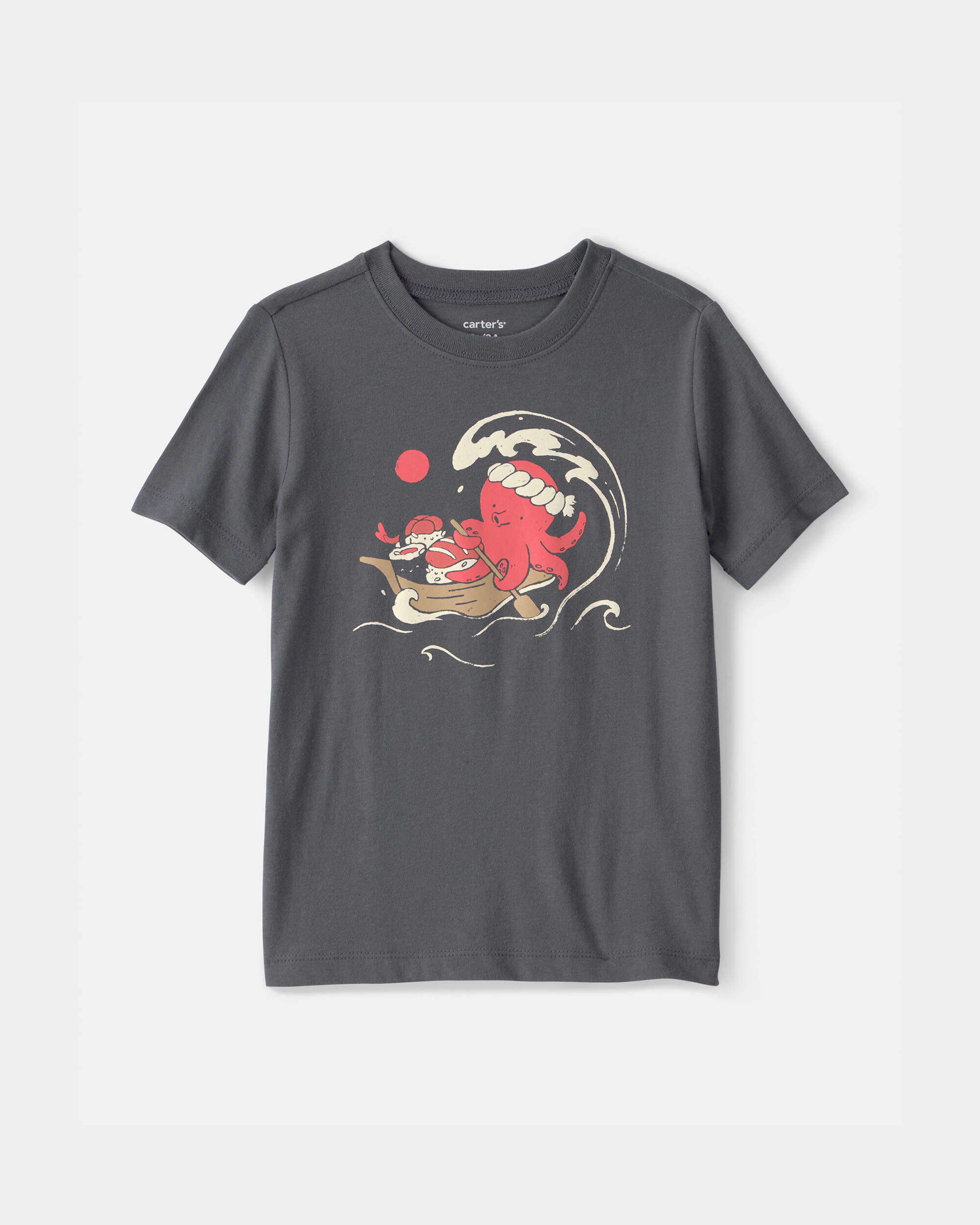 Toddler Boy Sushi Octopus Graphic Tee - Grey