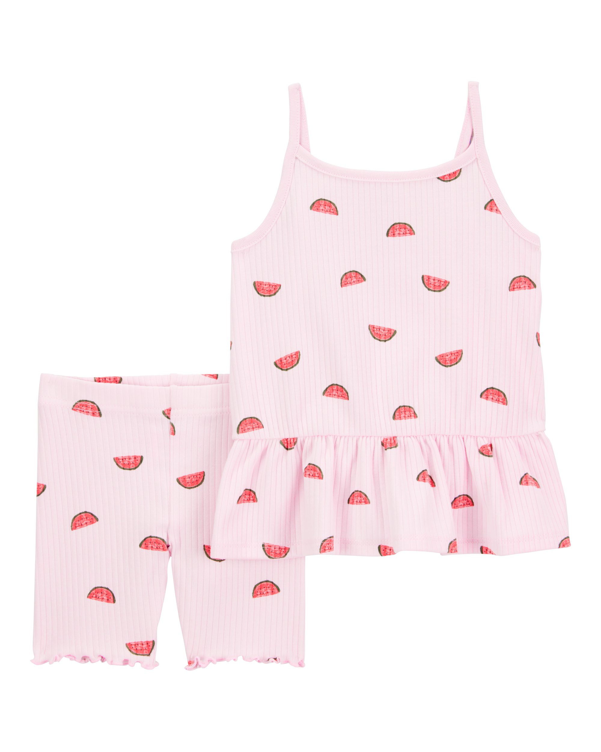 Baby 2-Piece Watermelon Tank & Bike Short Set - Pink