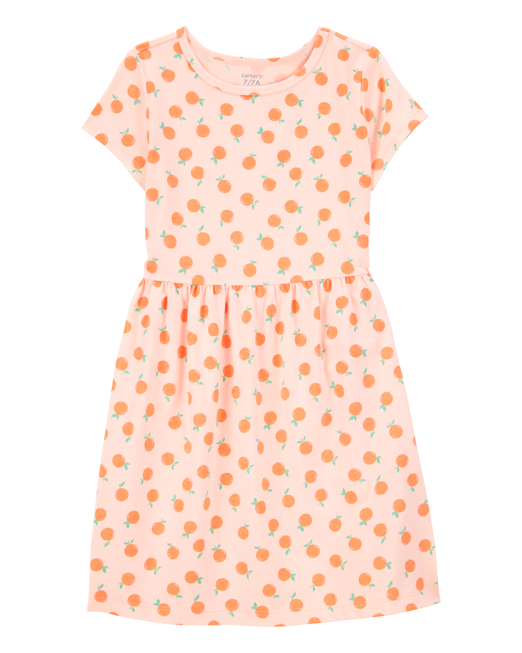 Kid Orange Print Short-Sleeve Dress