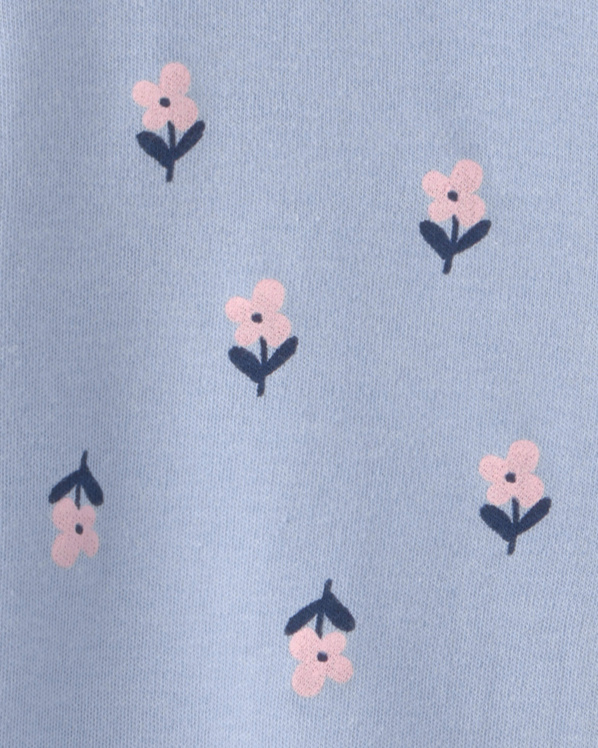 Baby Girl 2-Way Zip Flower & Butterfly Cotton Sleepers - Blue
