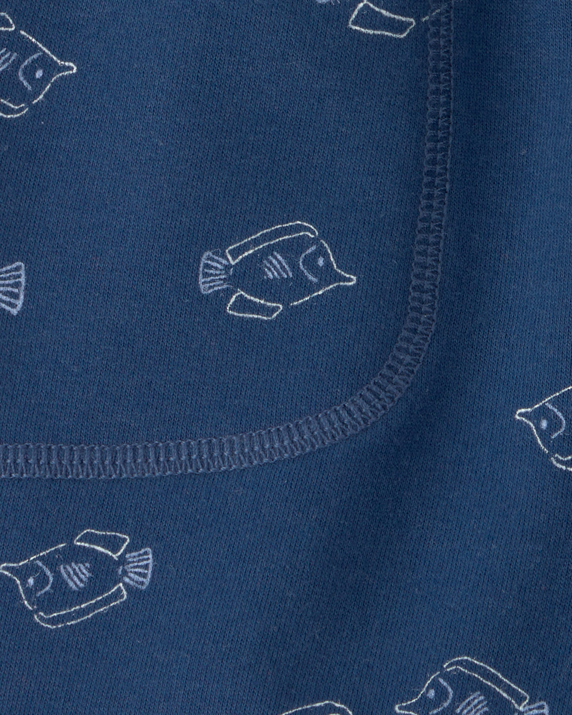 Toddler Boy Fish French Terry Shorts - Blue