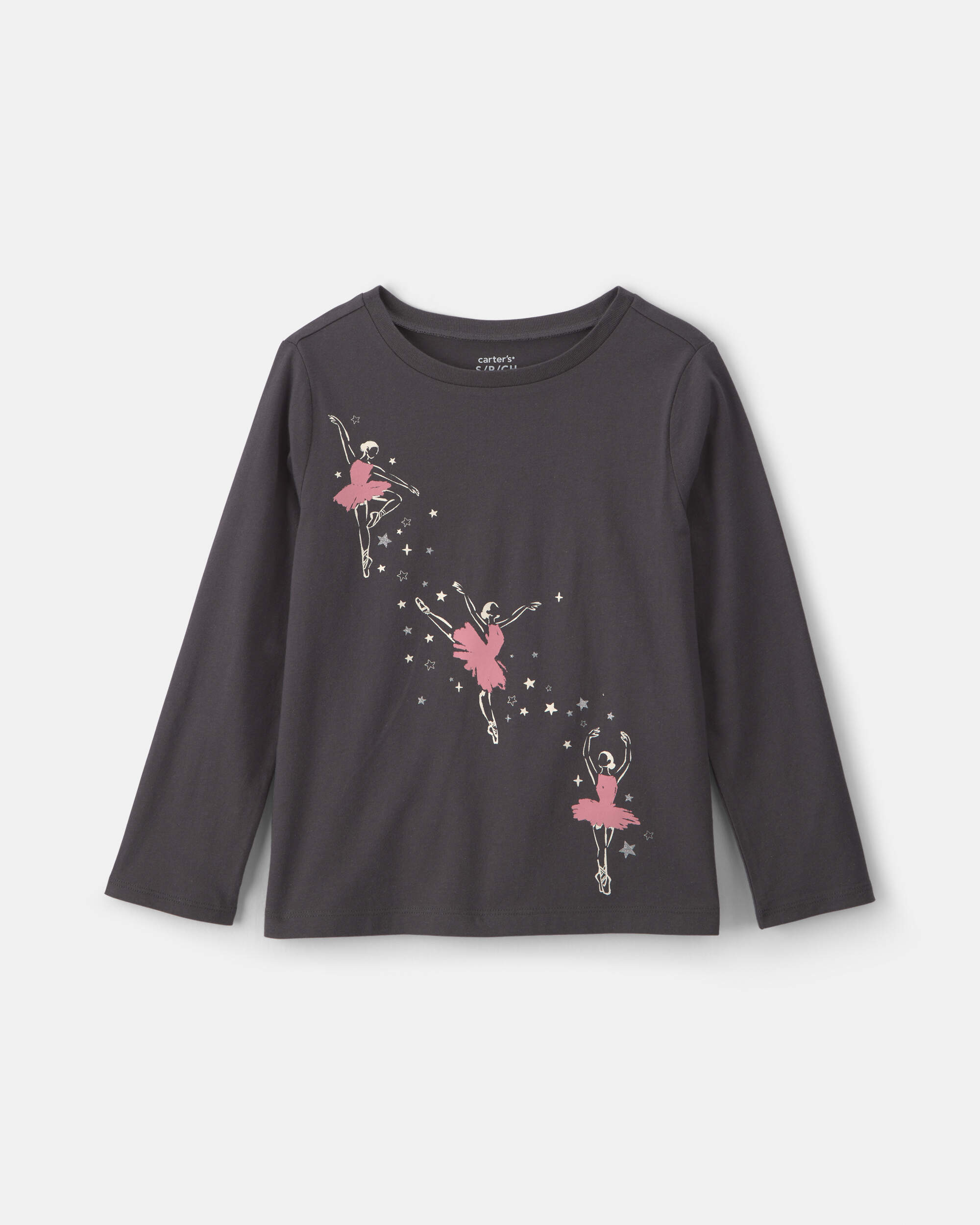 Girls Ballerina Long-Sleeve Graphic Tee - Black