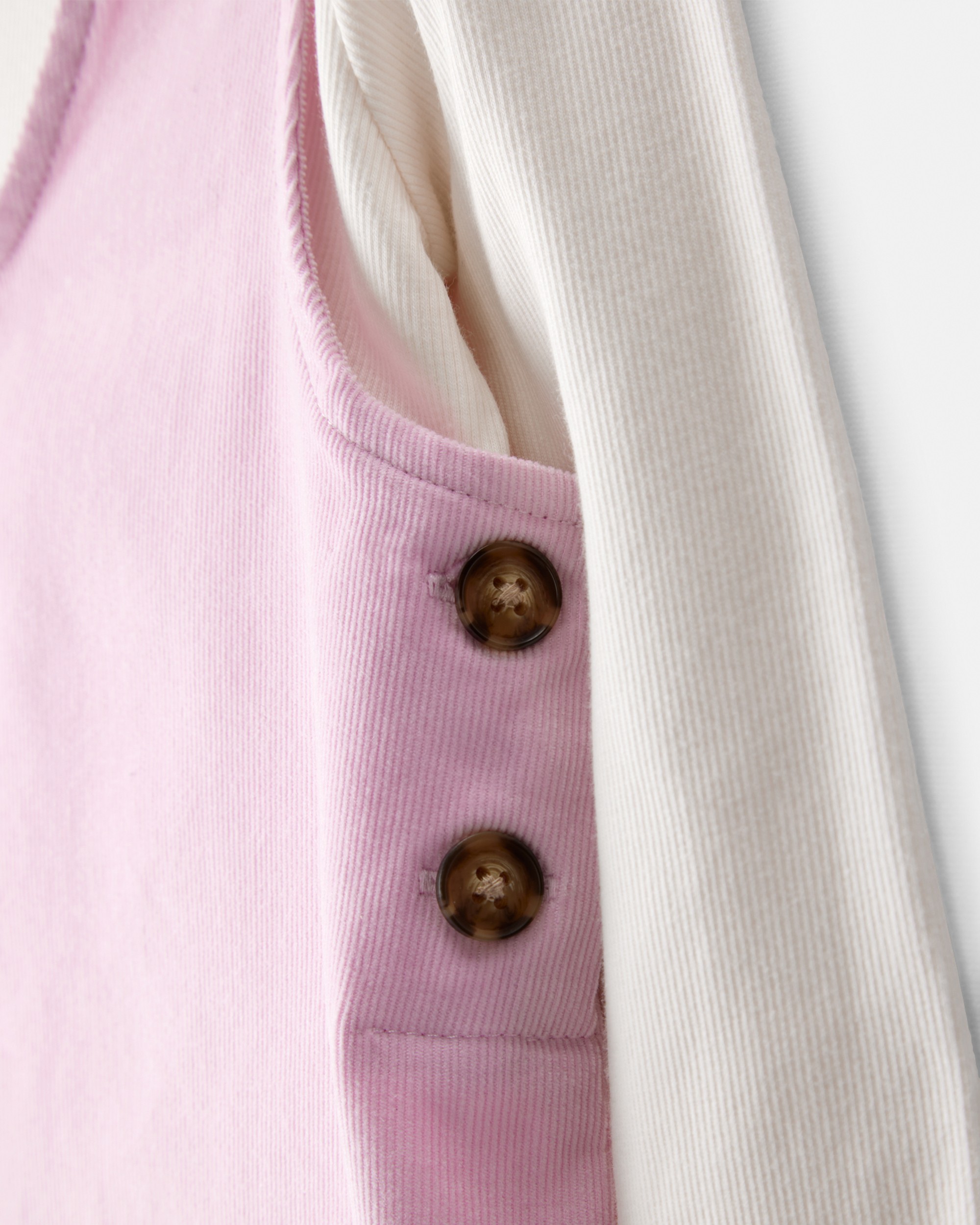 Girls Corduroy Dress Set - Pink/Ivory