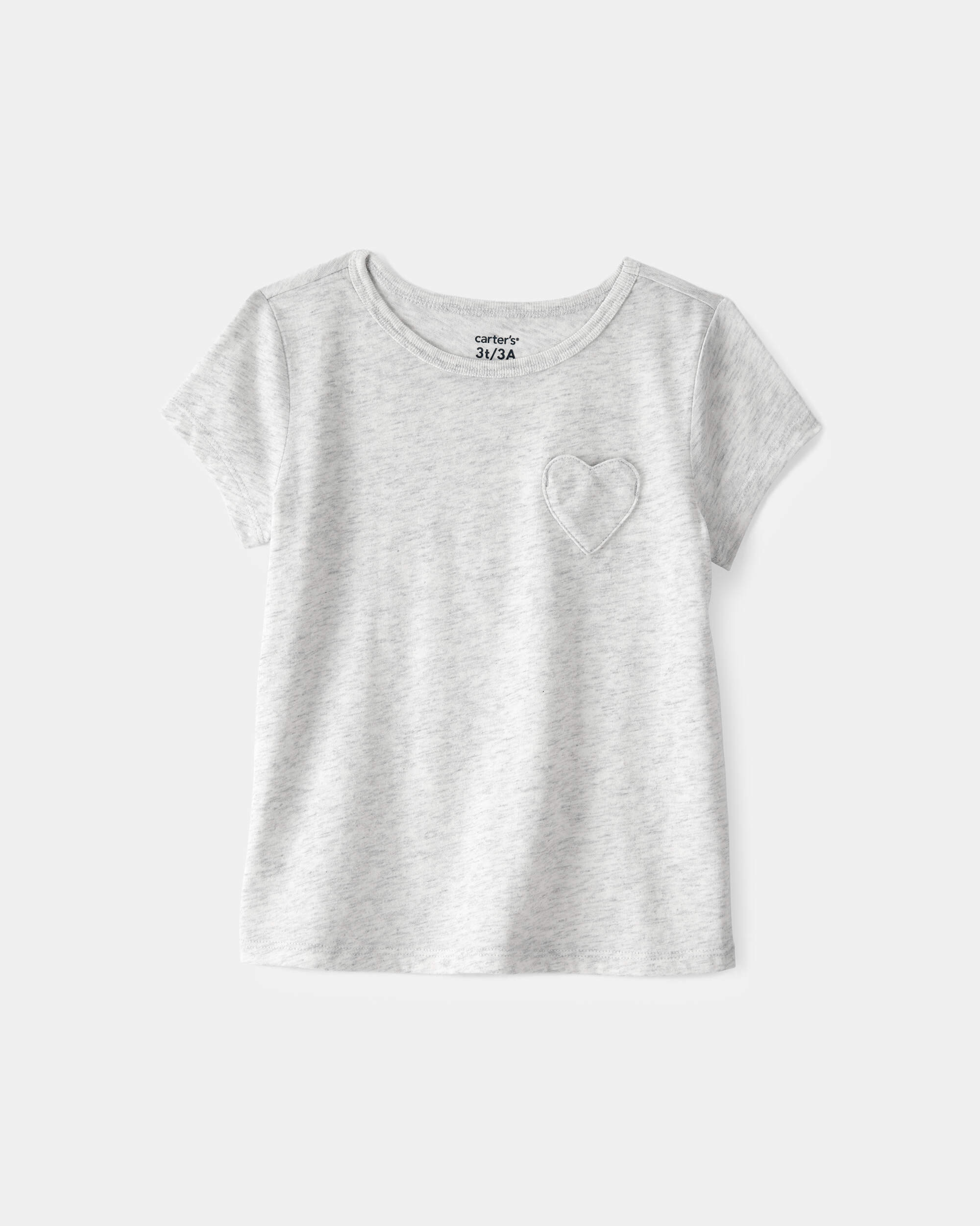 Toddler Girl Heart Pocket Top - Grey