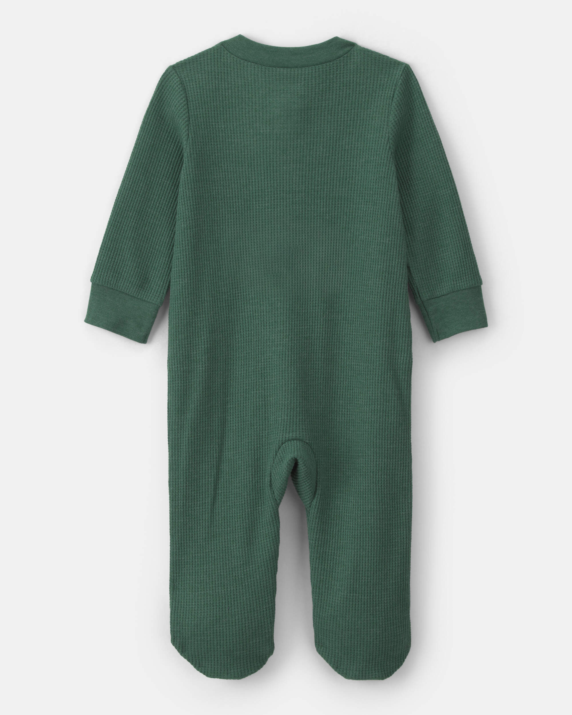 Baby Boy Moose Cotton 2-Way Zip Thermal Sleepers - Green