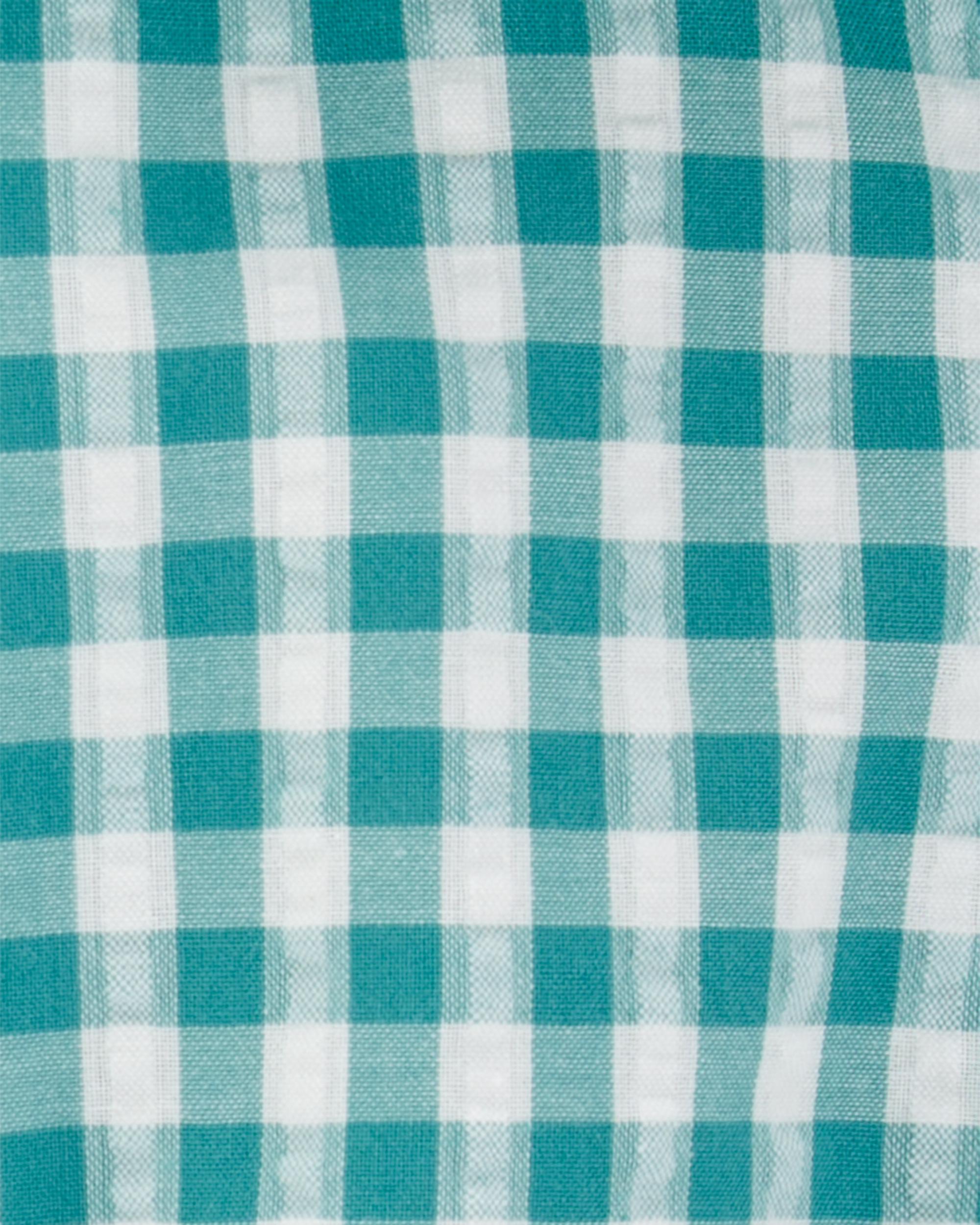 Baby Girl Gingham Tank Romper - Green
