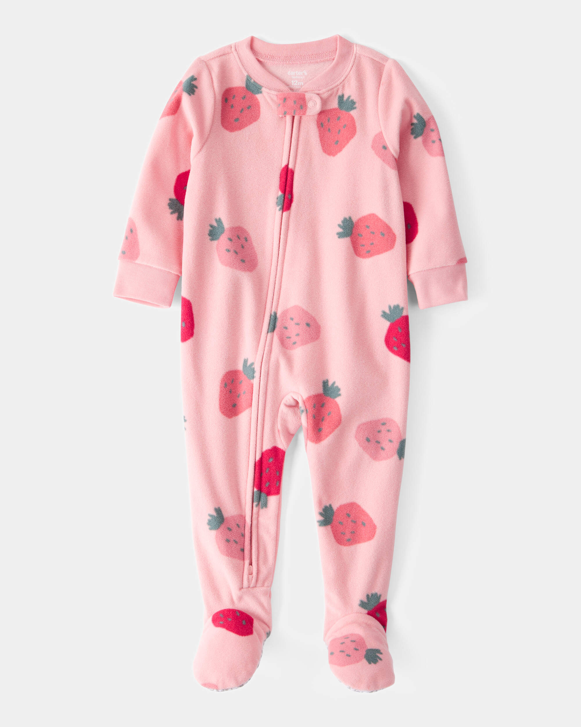 Toddler Girl 1-Piece Strawberry Fleece Footie Pyjamas