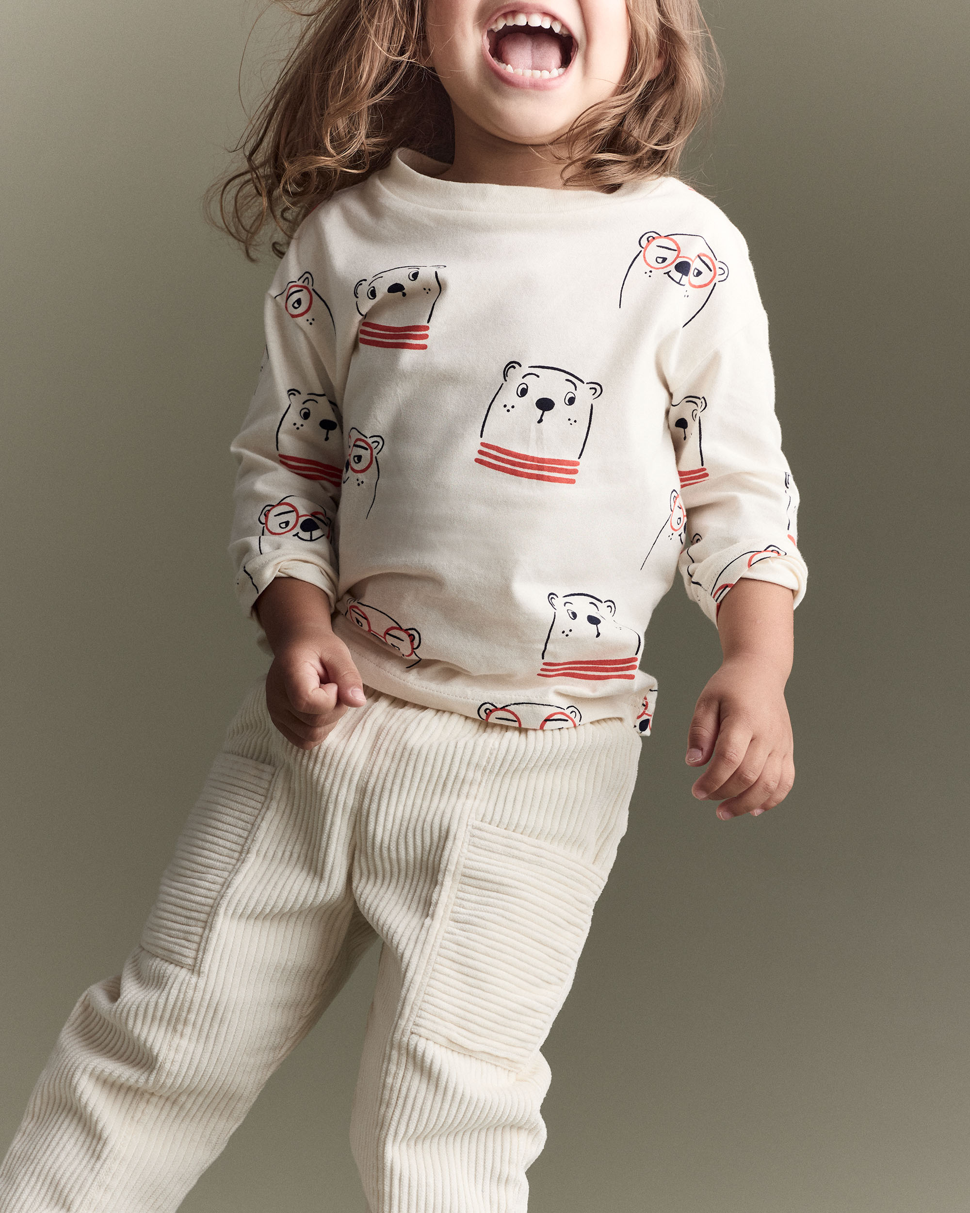 Toddler Boy Corduroy Pocket Pant - Cream