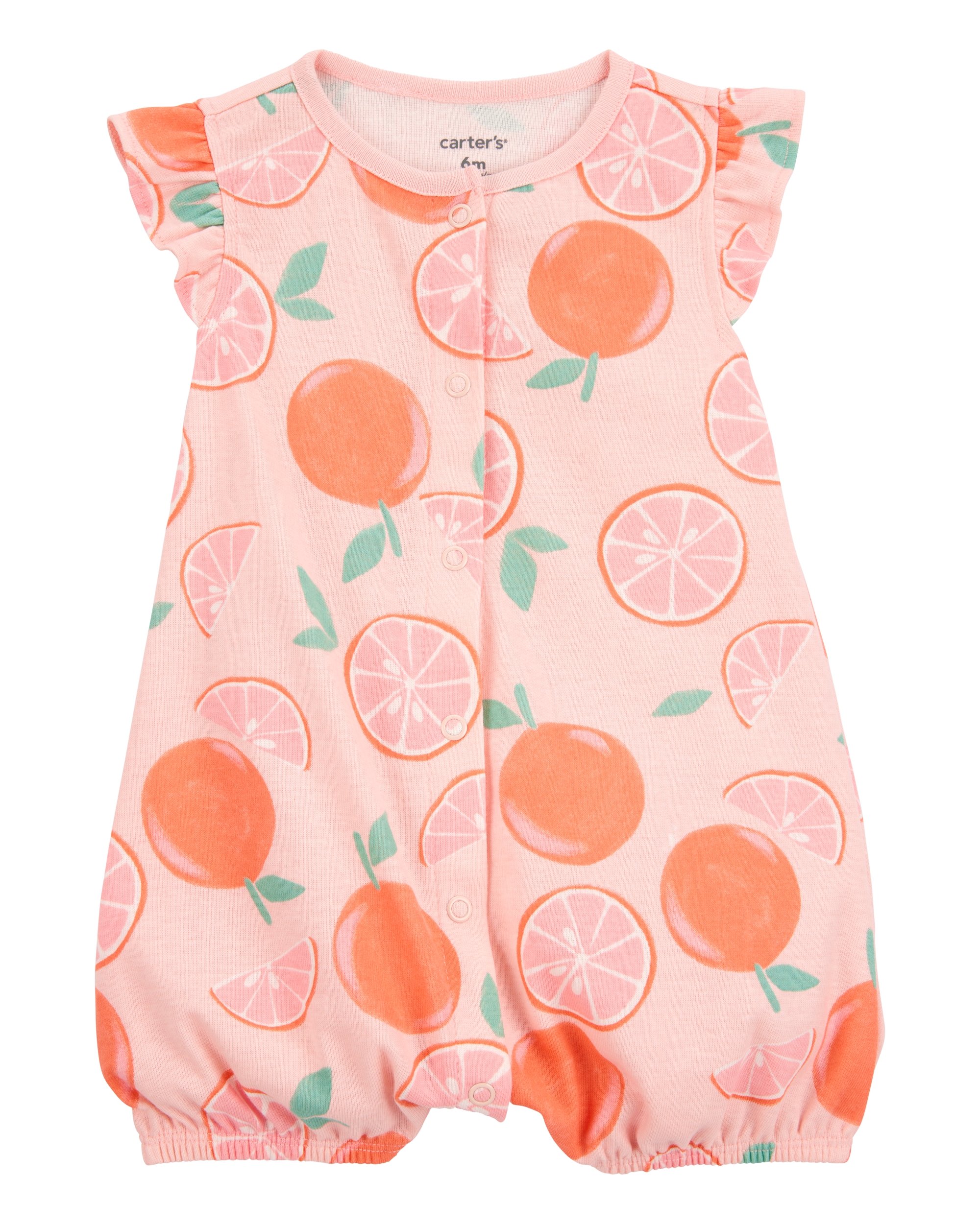 Baby Orange Print Snap-Up Cotton Romper
