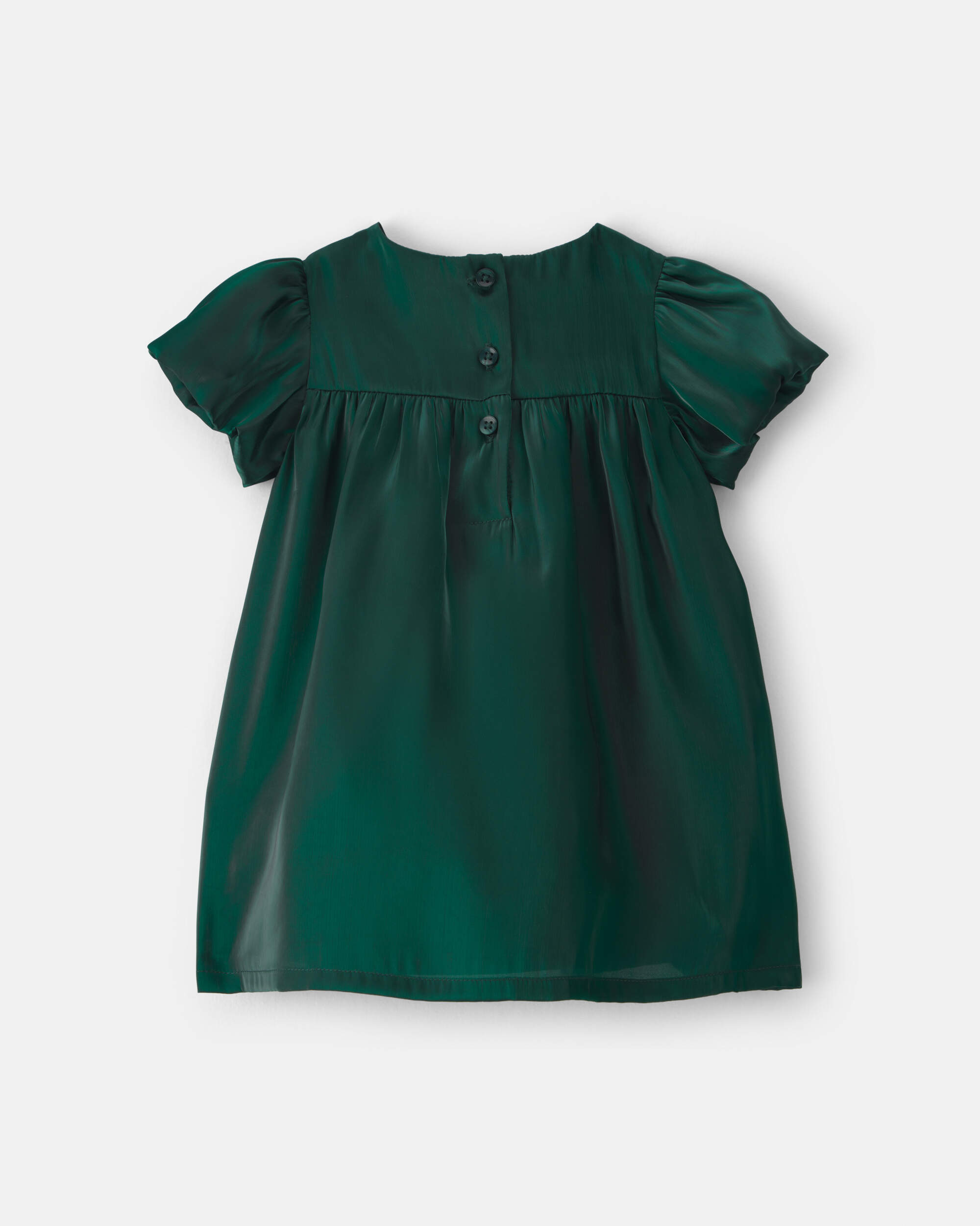 Baby Girl Poplin Short-Sleeve Dress - Green