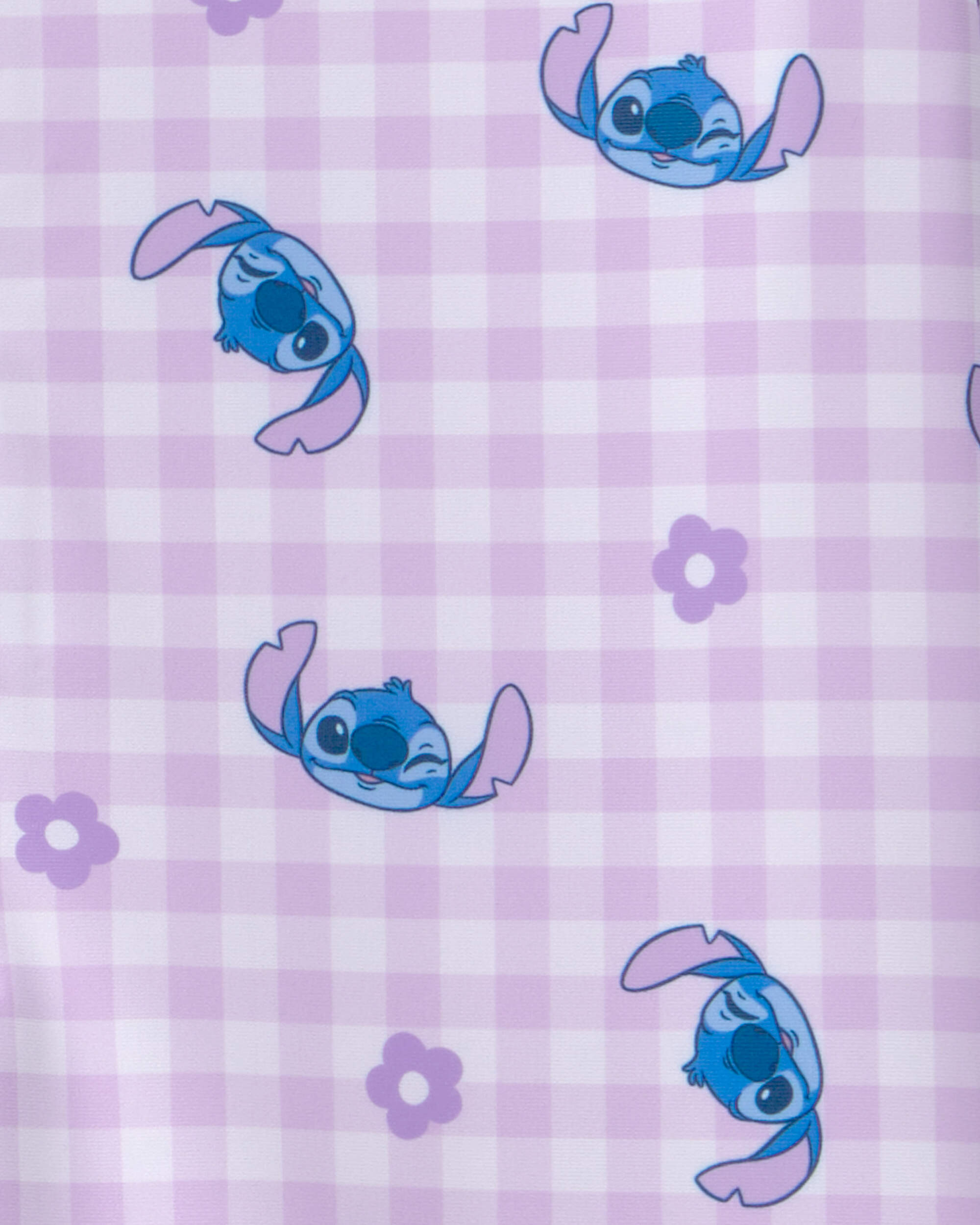 Girls Disney© Lilo & Stitch Gingham 1-Piece Rashguard Swimsuit