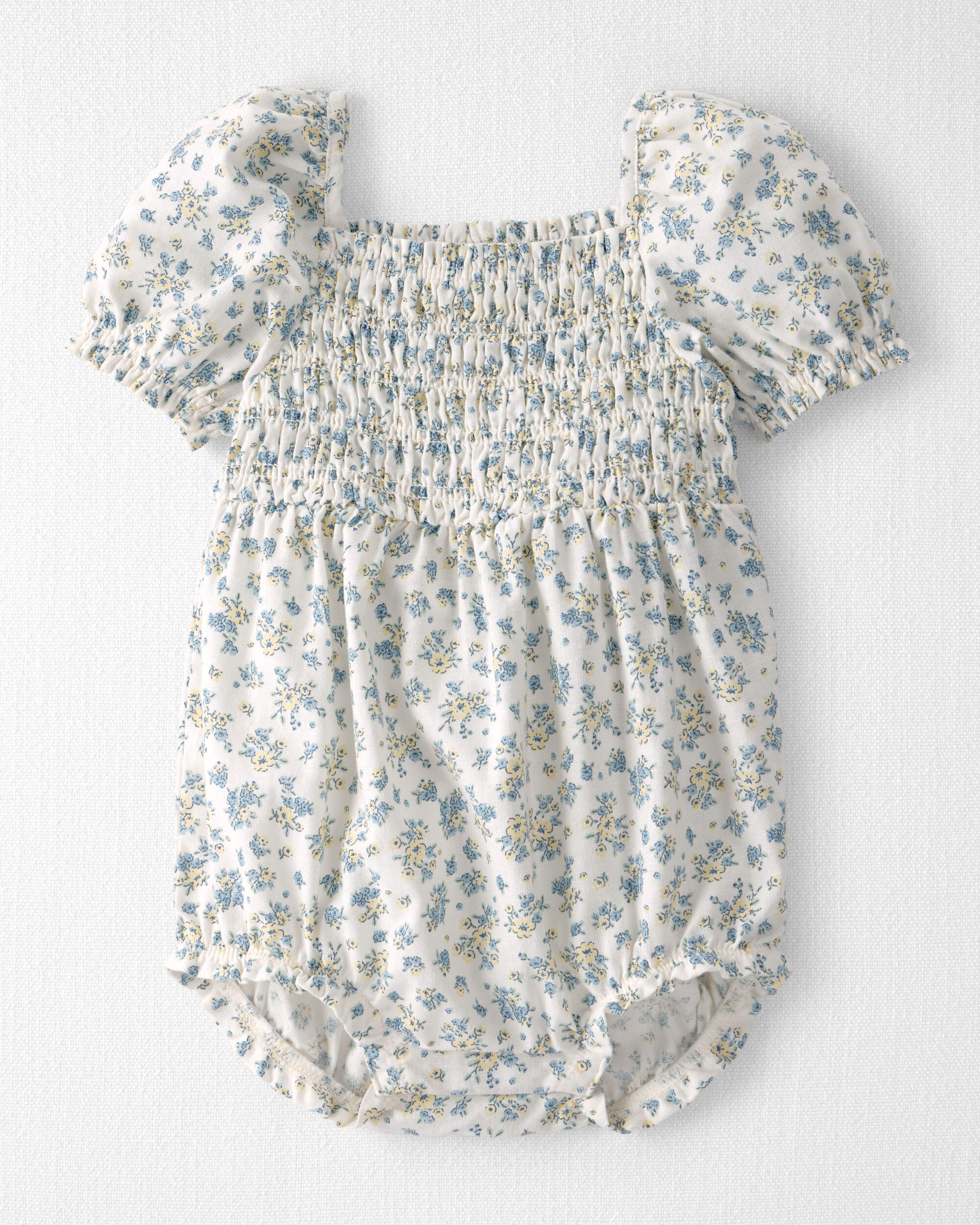 Baby Girl Linen Romper Made with Organic Cotton Spring Bloom
