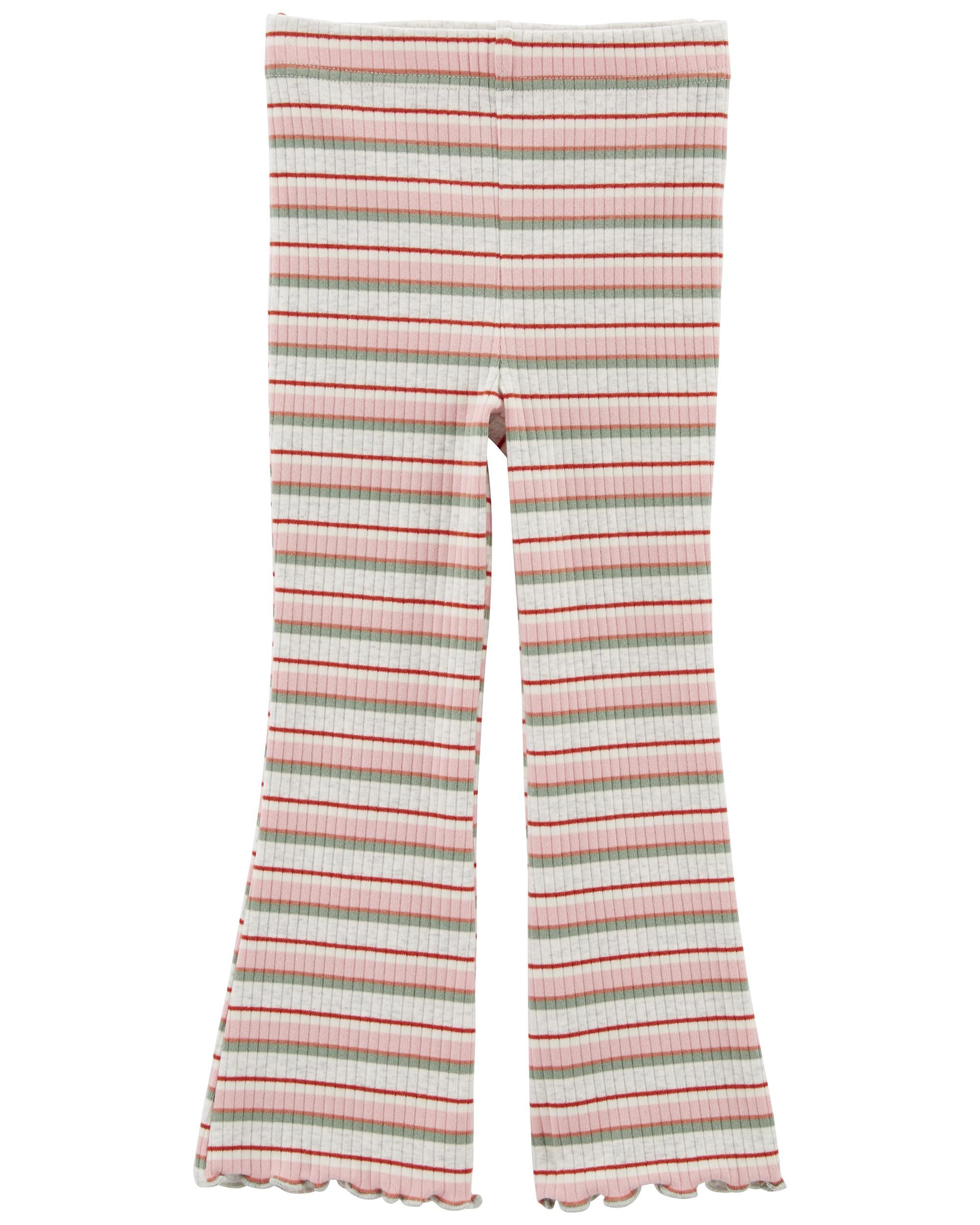 Red and white sales striped flare pants