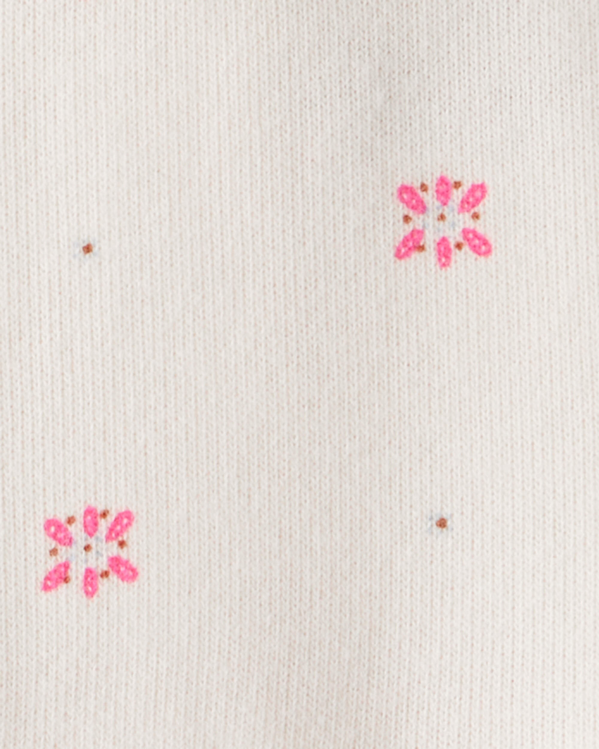 Baby Girl 2-Piece Floral Motif Sherpa Long-Sleeve Dress Set - White/Pink