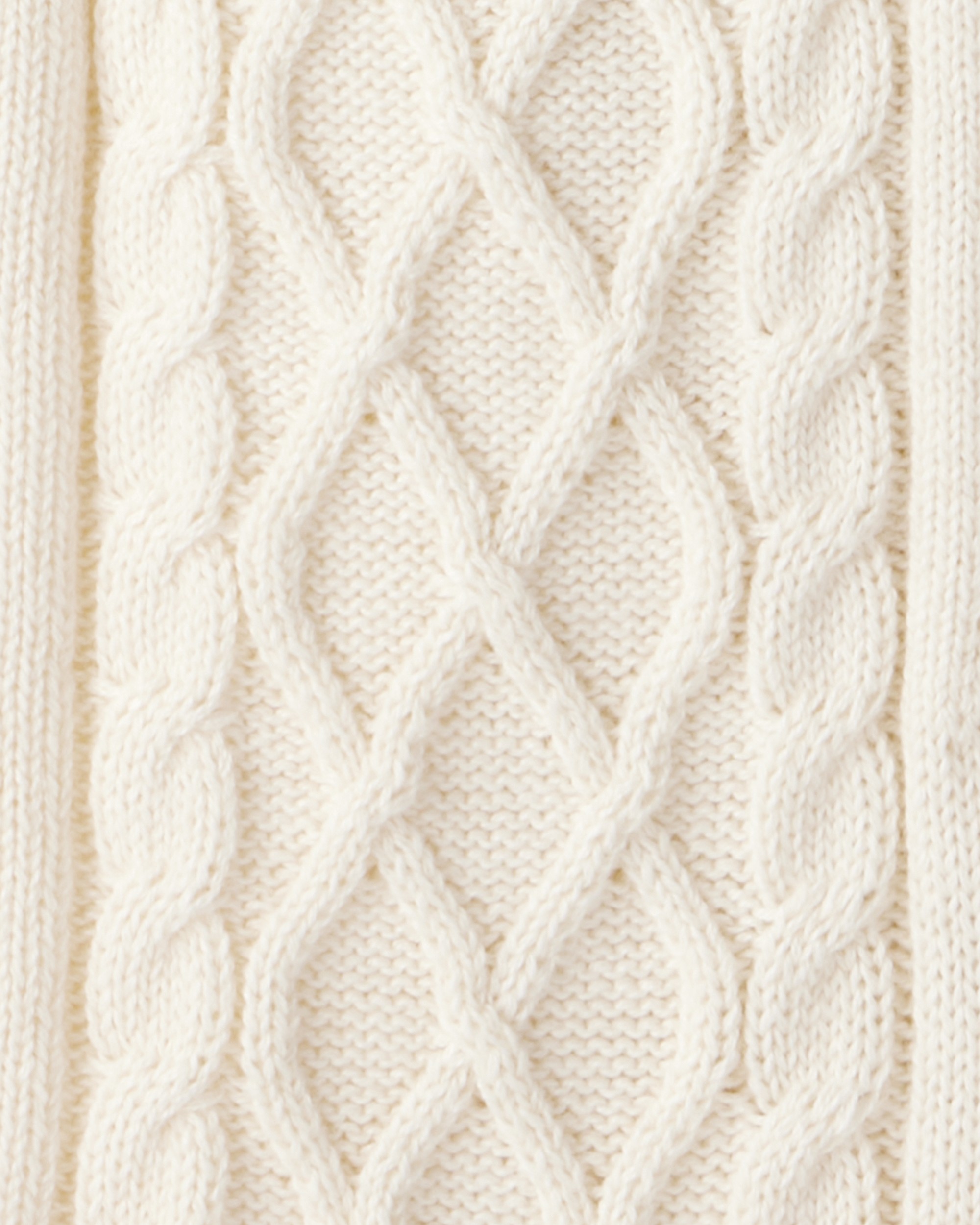 Baby Boy Long-Sleeve Cableknit Jumpsuit - Cream