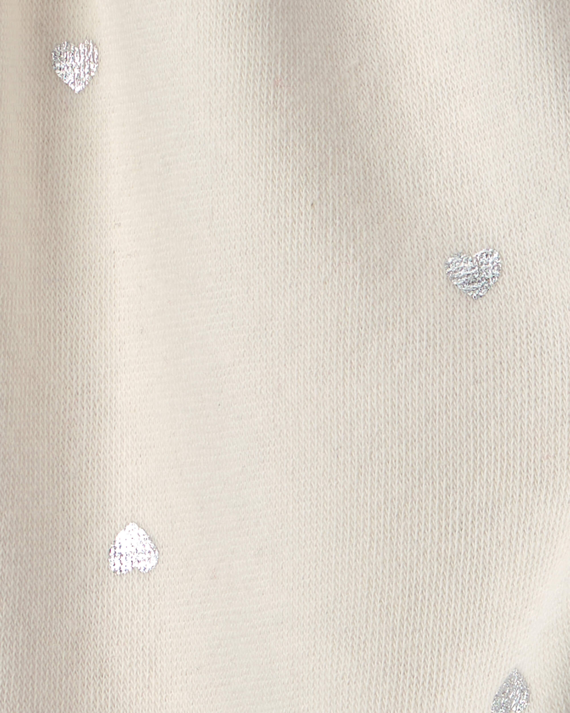 Baby Girl Metallic Heart Fleece Pants - Cream