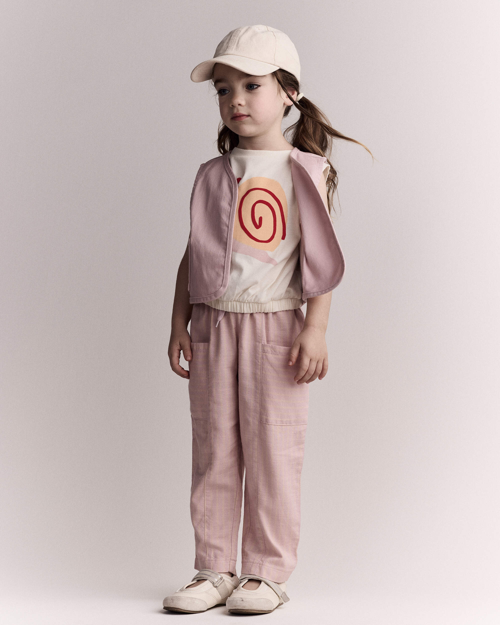 Toddler Girl Cropped Vest with Otter Pockets - Rose