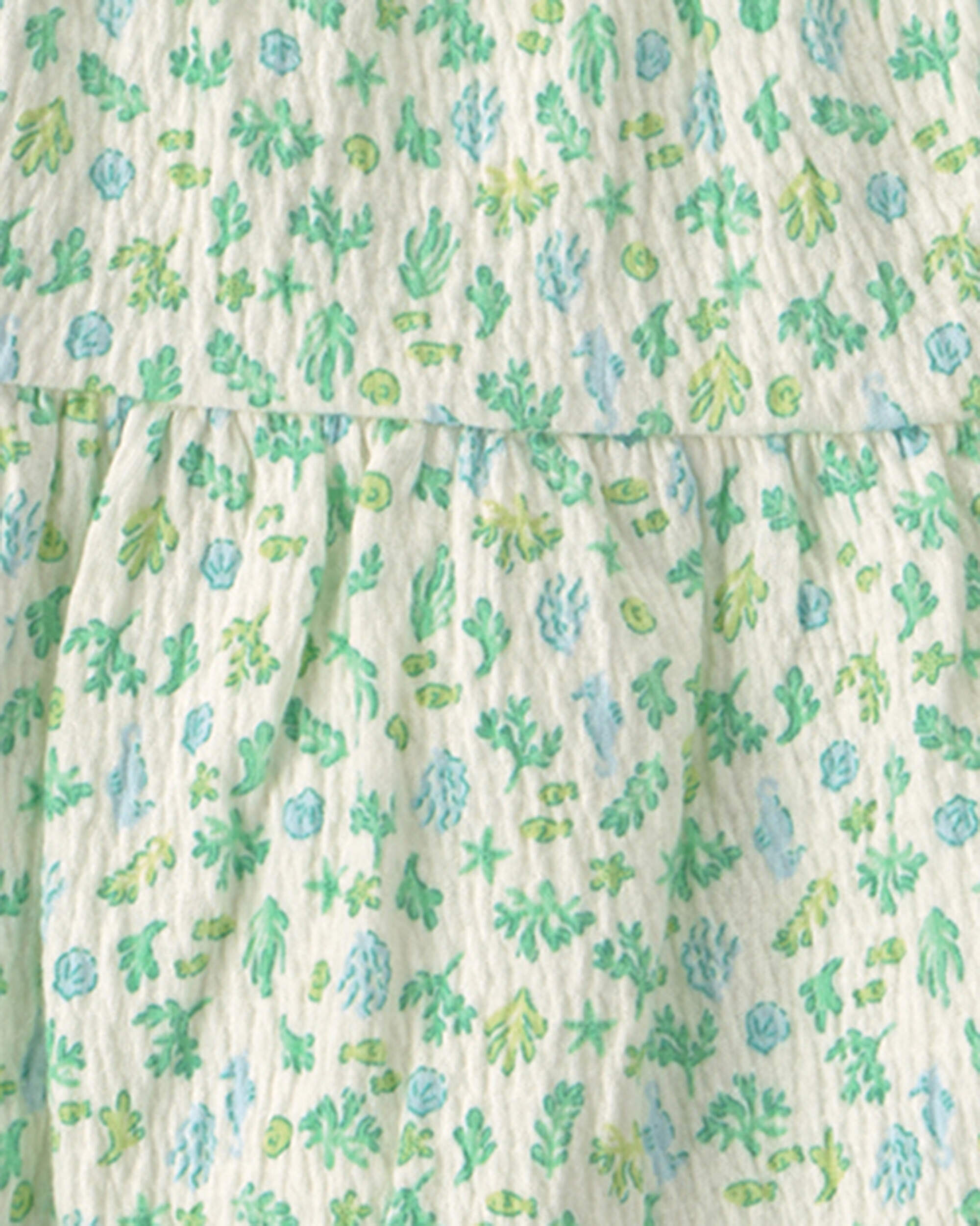 Baby Girl 3-Piece Shell Top & Short Set - Green/Ivory