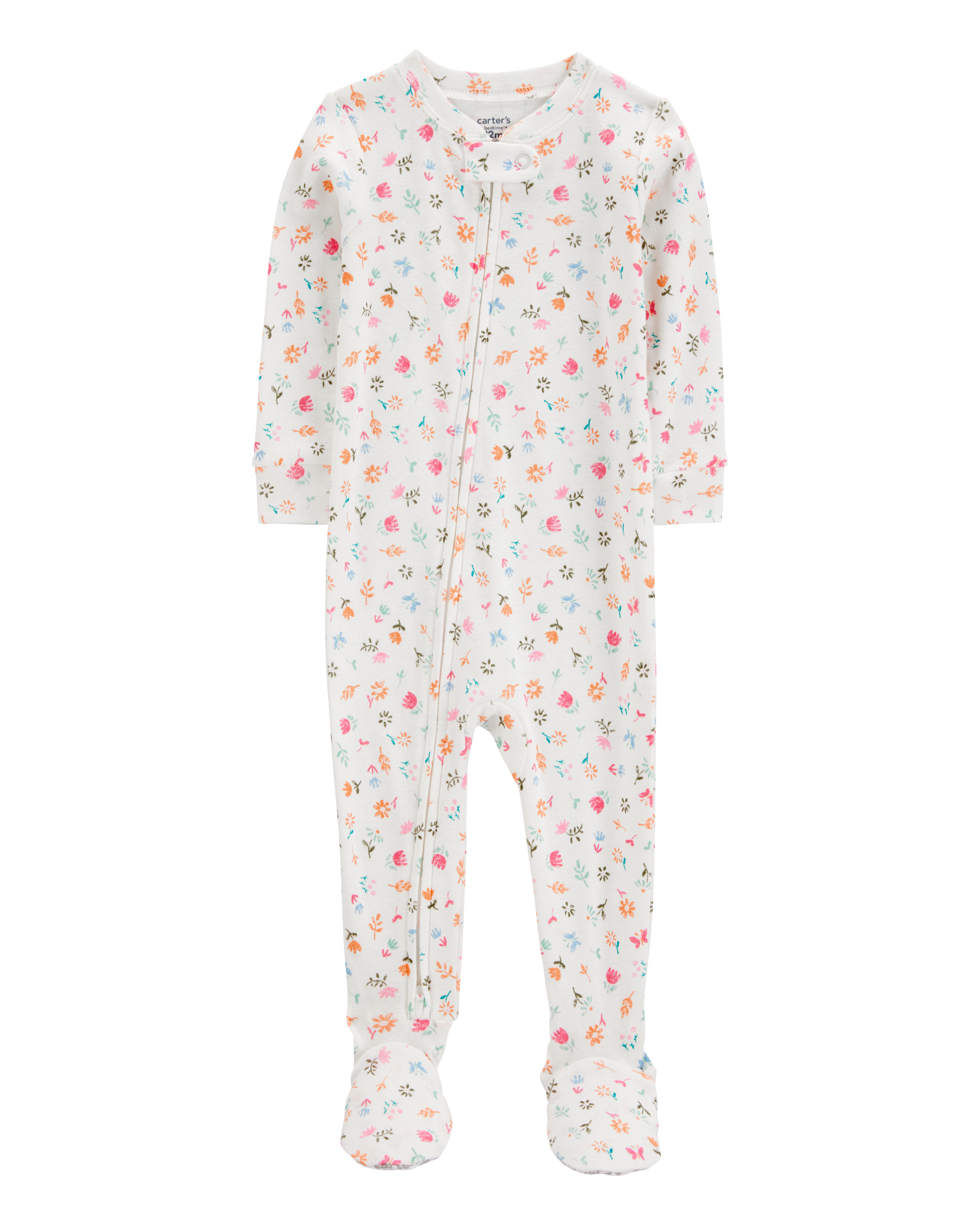 Baby Floral Print Snug Fit Cotton Footie 1-Piece Pyjamas
