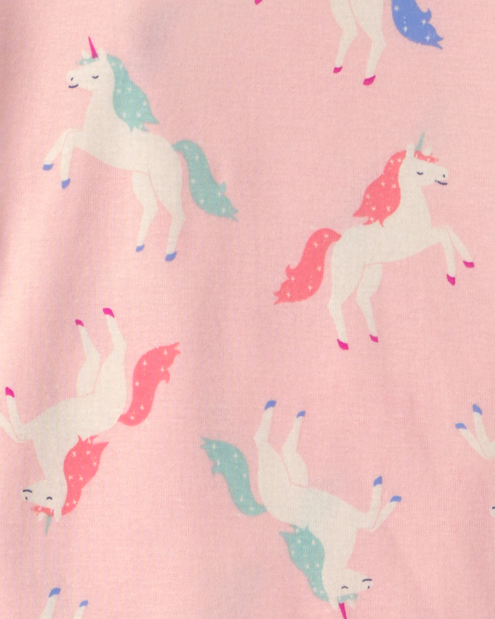 Girls 4-Piece Unicorn 100% Cotton Snug Fit Pyjama Set - Coral/Pink
