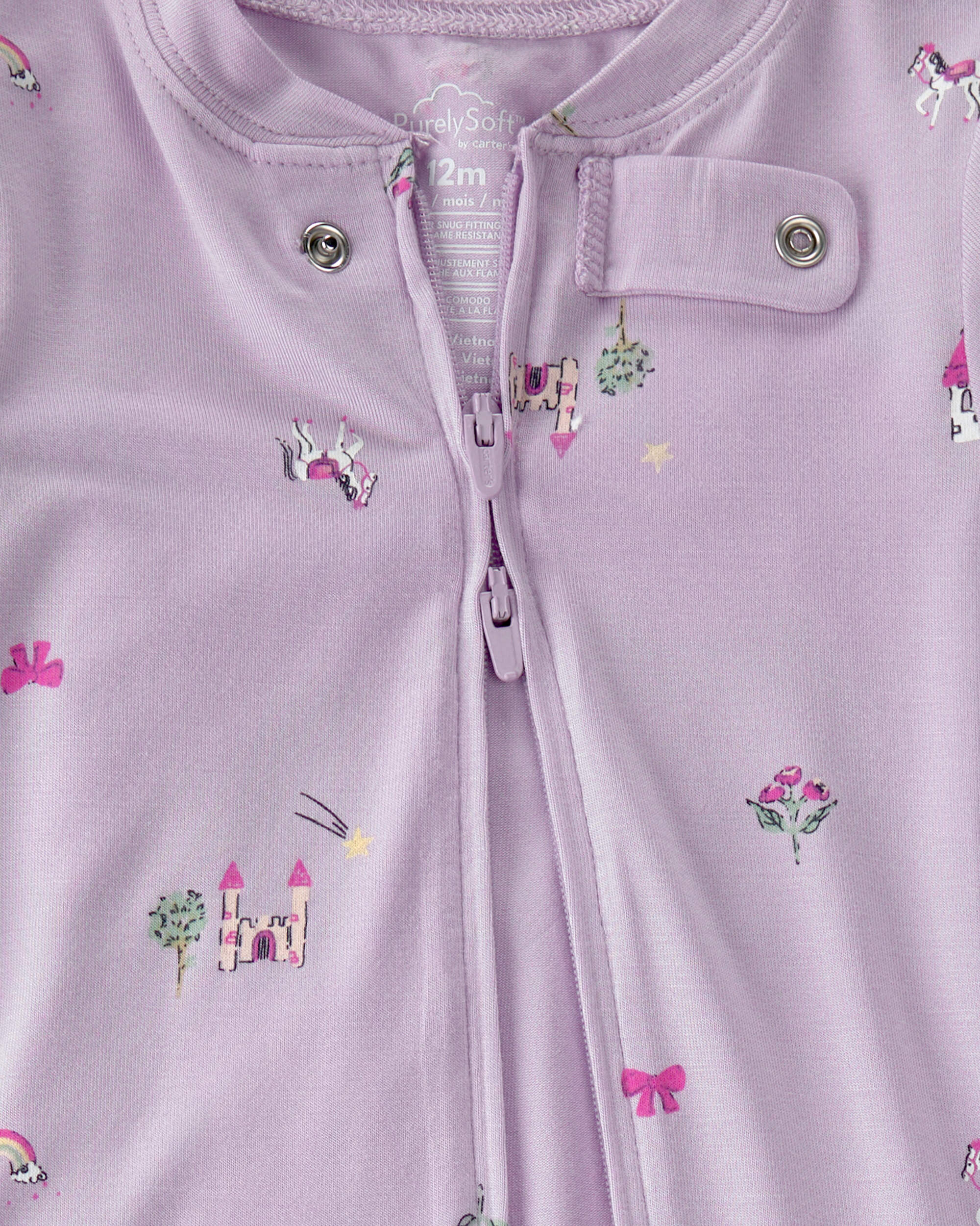 Baby Girl Fairytale PurelySoft 2-Way Zip 1-Piece Pajama - Purple