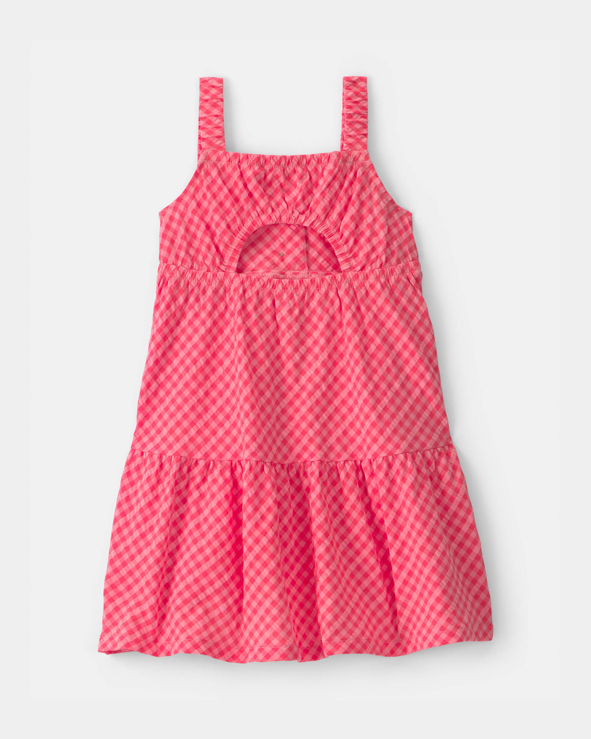 Toddler Girl Gingham Tiered Dress - Red