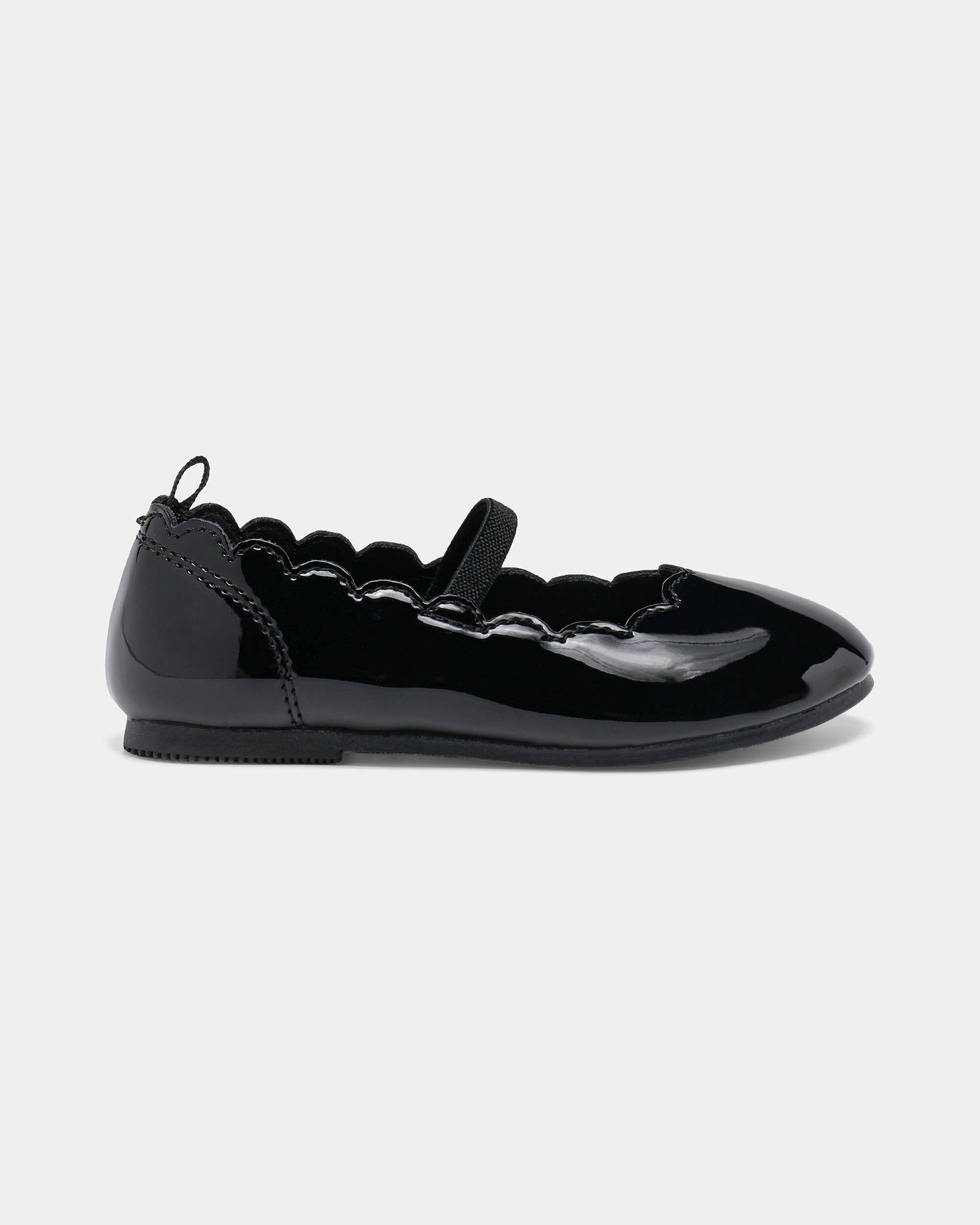 Toddler Girl Scallop Edge Shiny Dress Shoes - Black