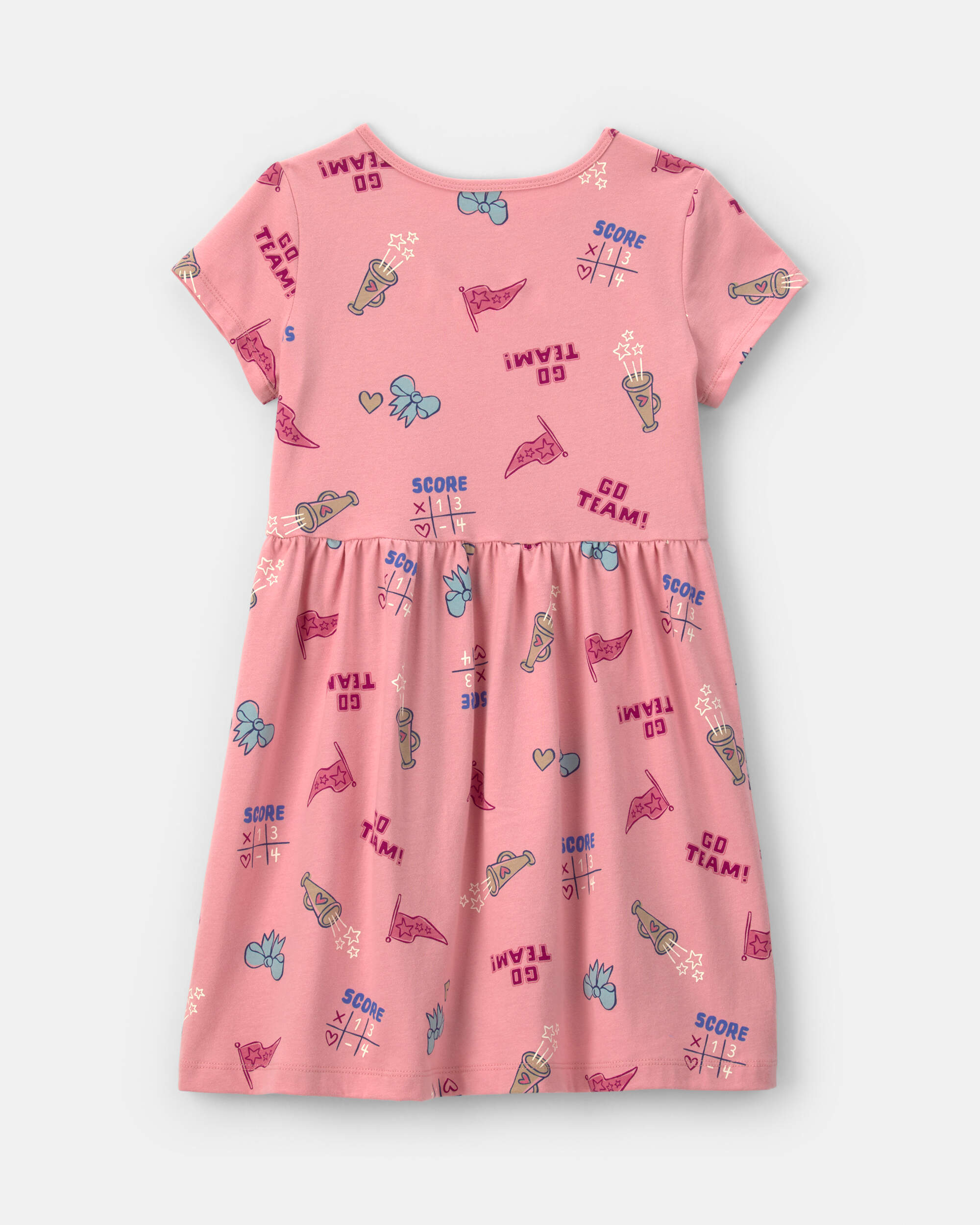 Girls School Spirit Short-Sleeve Dress - Pink