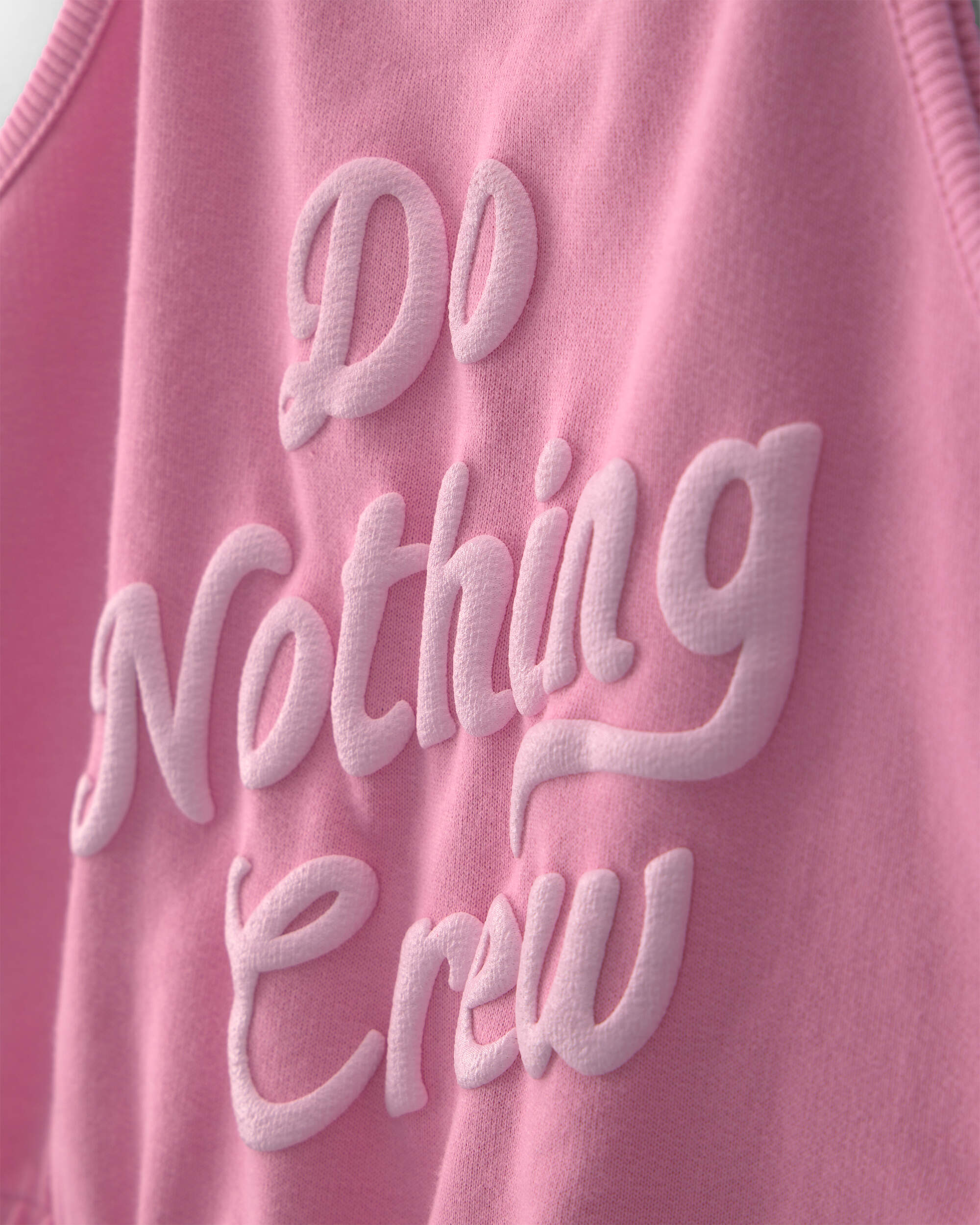 Girls 'Do Nothing Crew' French Terry Romper - Pink