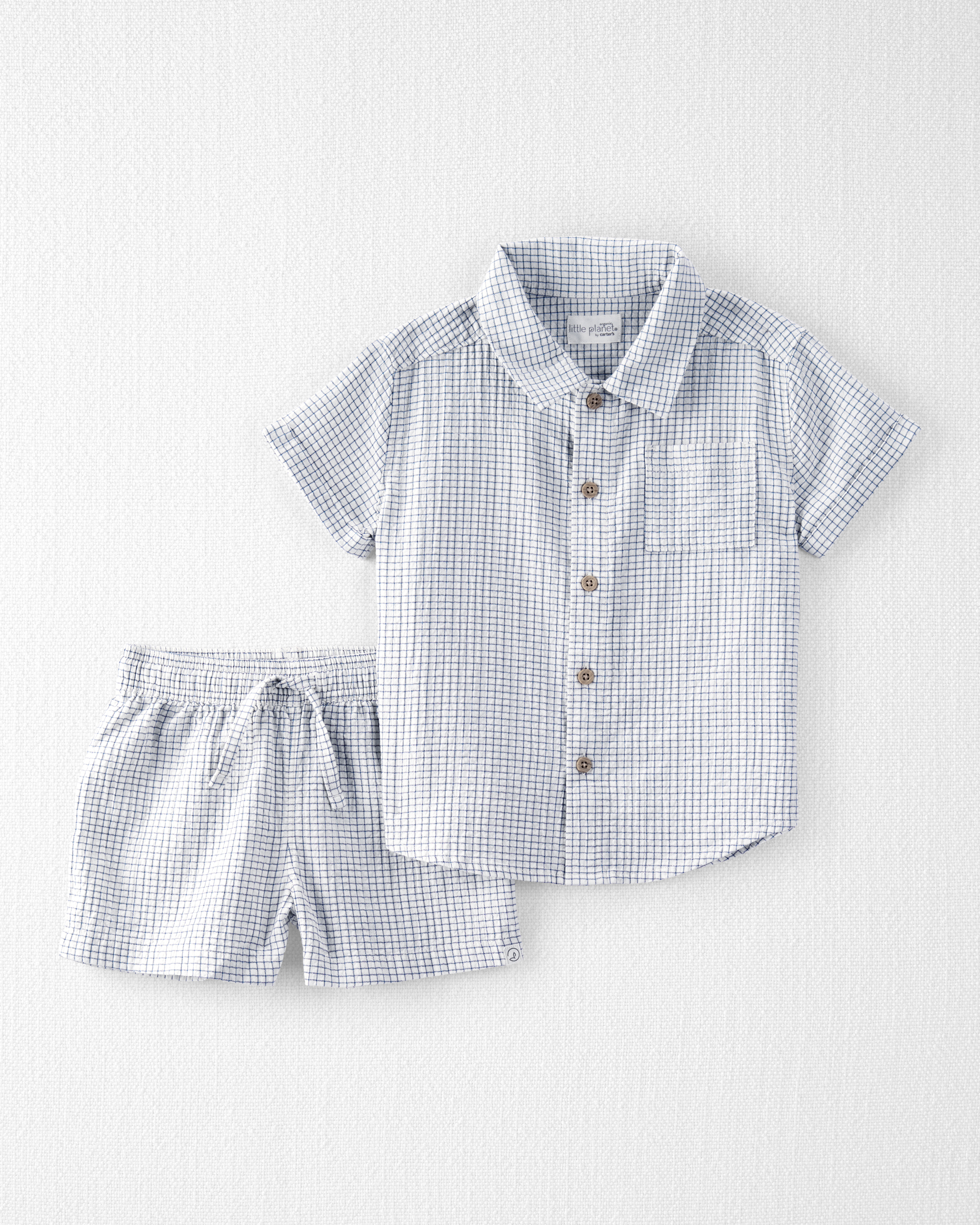 Toddler 2-Piece Organic Cotton Gauze Checkered-Print Set