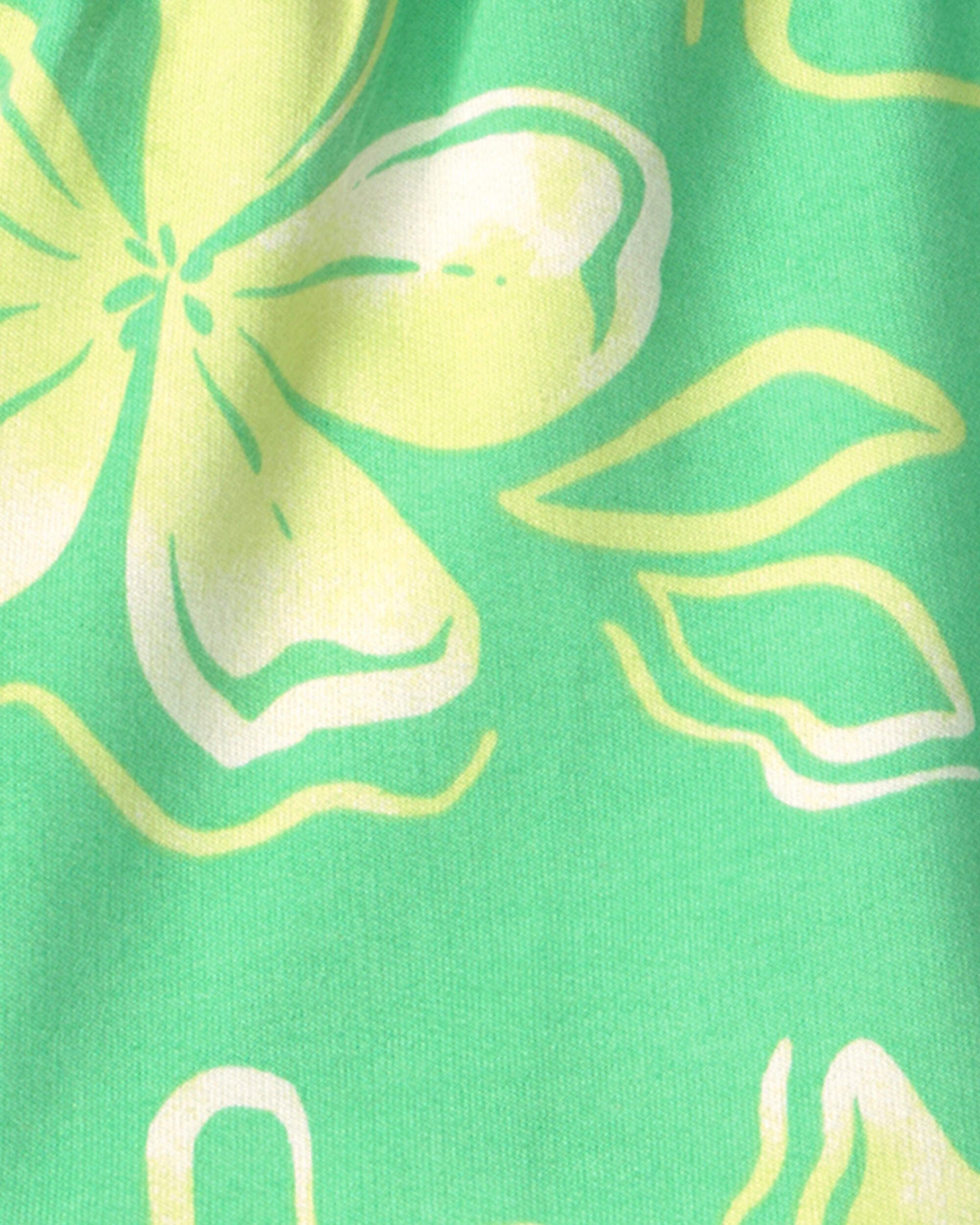 Girls Floral French Terry Shorts - Green