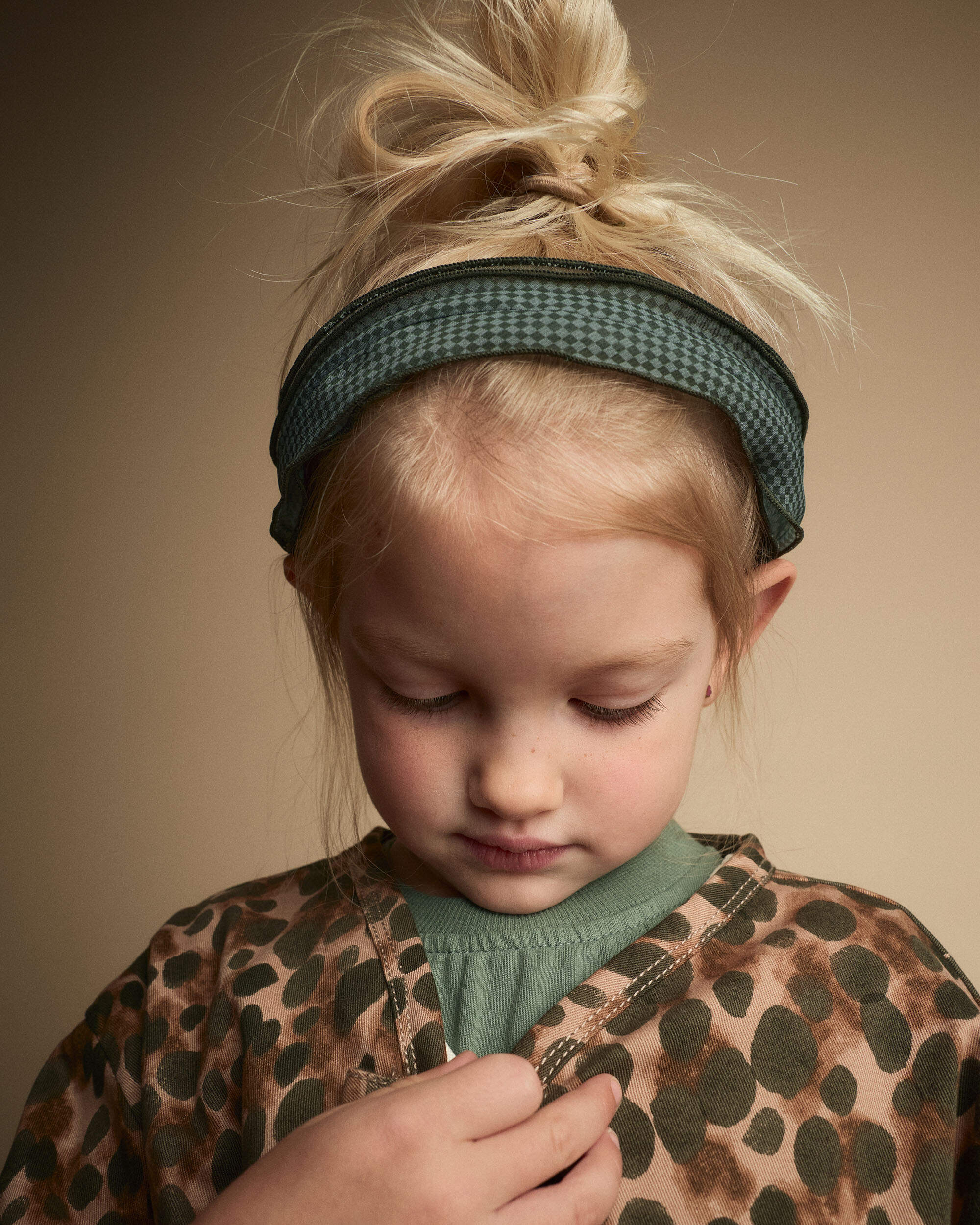 Toddler Girl Checkered Chiffon Headband - Green