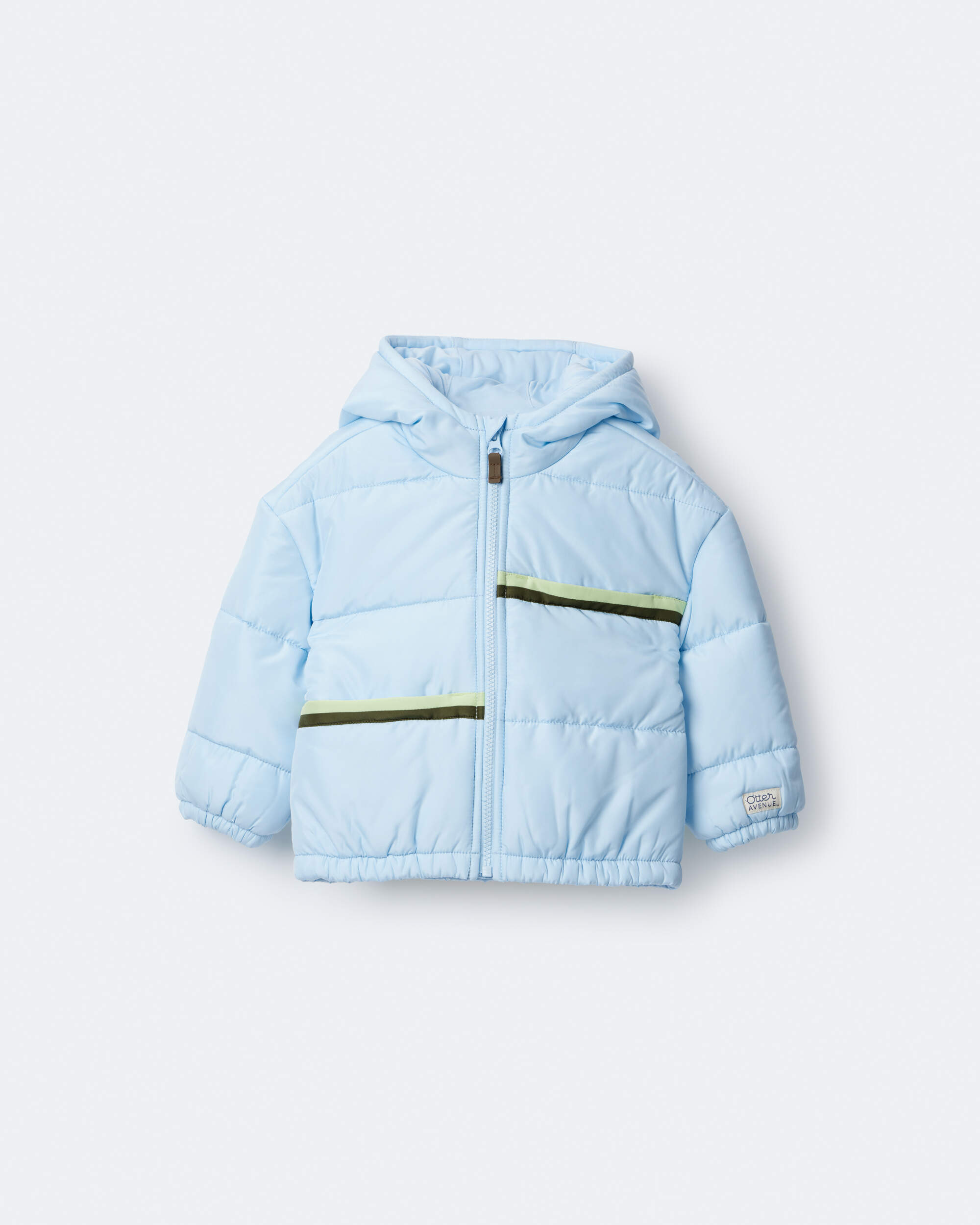 Toddler Boy Zip-Up Hooded Puffer - Light Blue