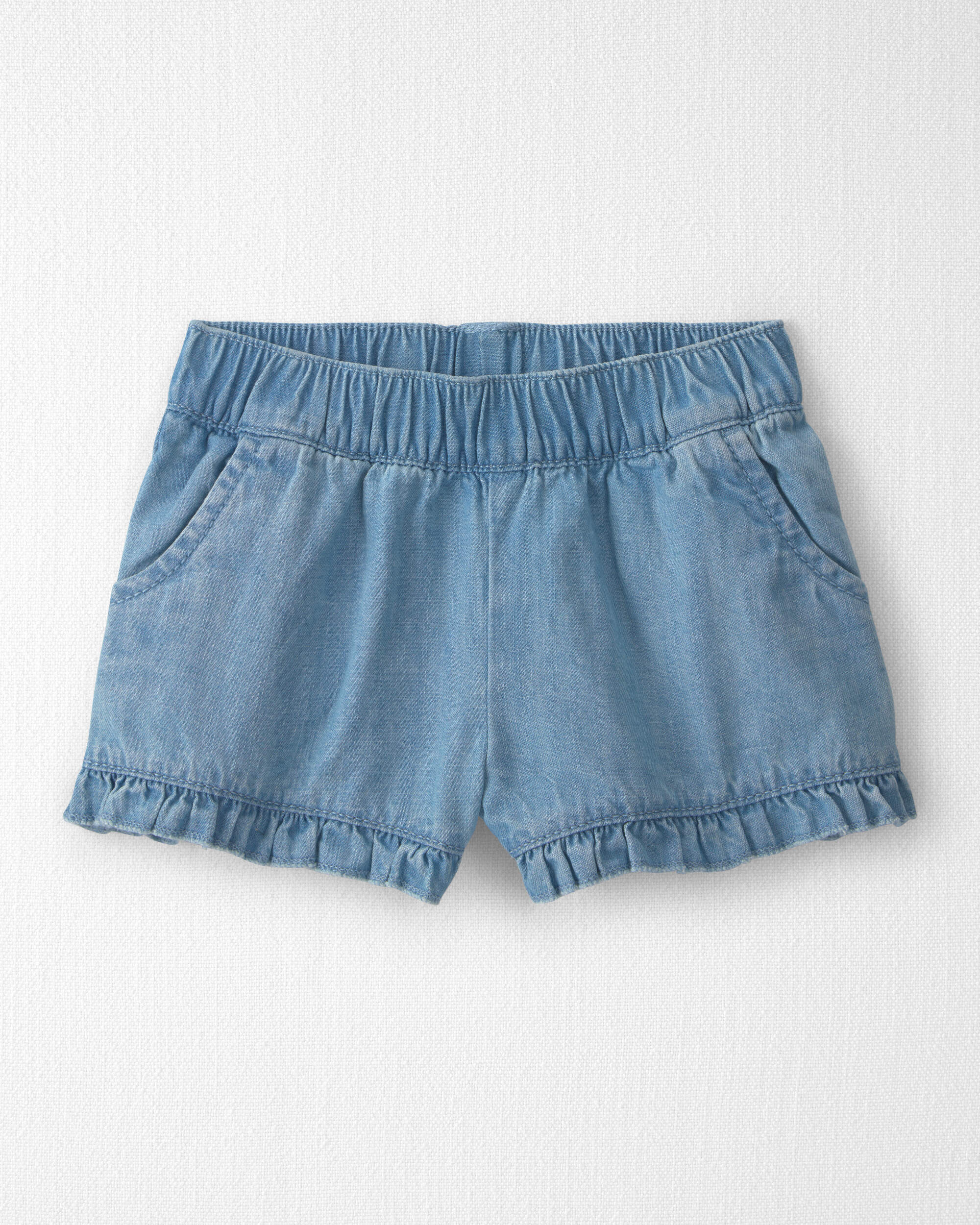 Baby Girl 2-Piece Chambray Top & Short Set Made with Organic Cotton Blue Hibiscus