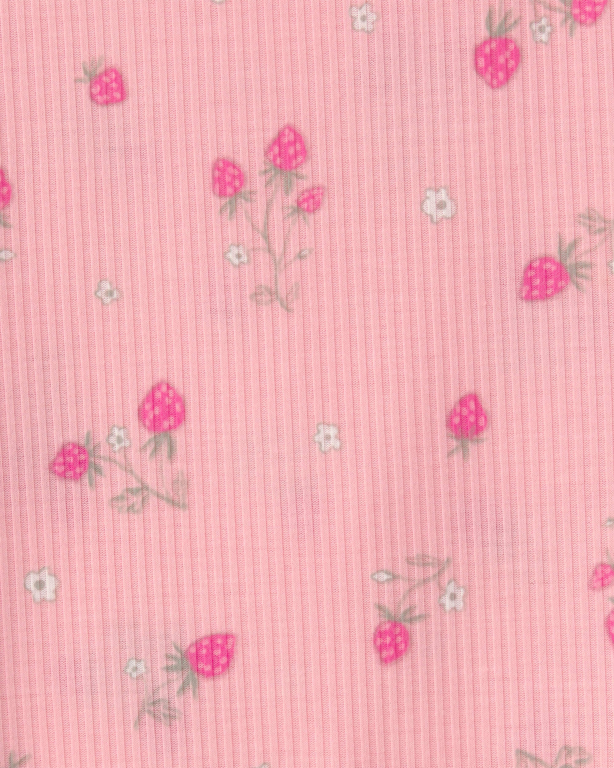 Toddler Girl Strawberry Rib Loose Fit 2-Piece Pyjama Set - Pink