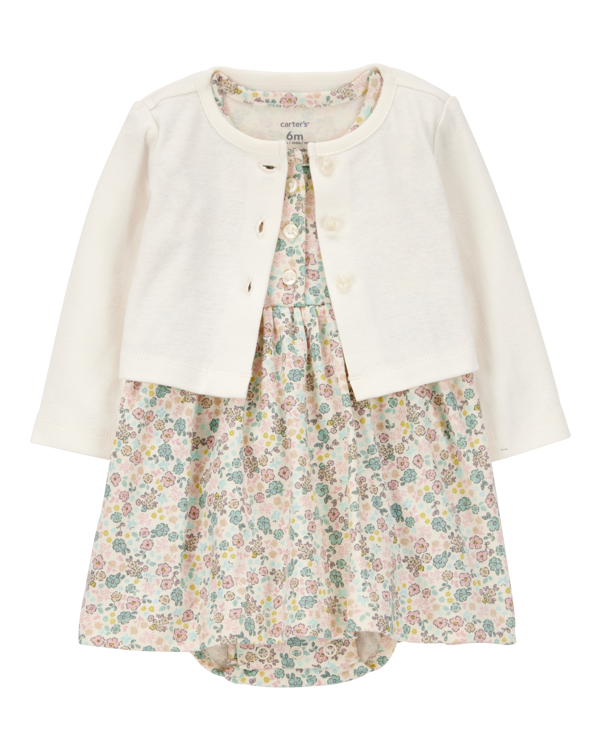 Baby 2-Piece Floral Dress Cardigan Set