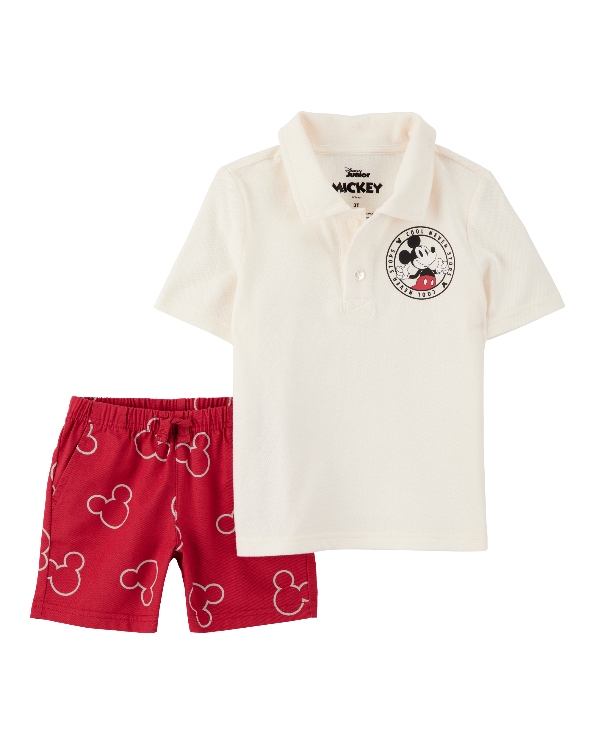Toddler 2-Piece Mickey Mouse Polo Shirt & Short Set - Heather/Red