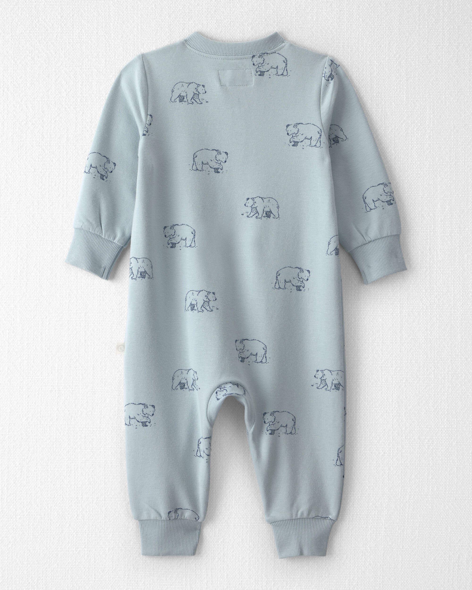 Baby Organic Cotton French Terry Jumpsuit Blue Bears
