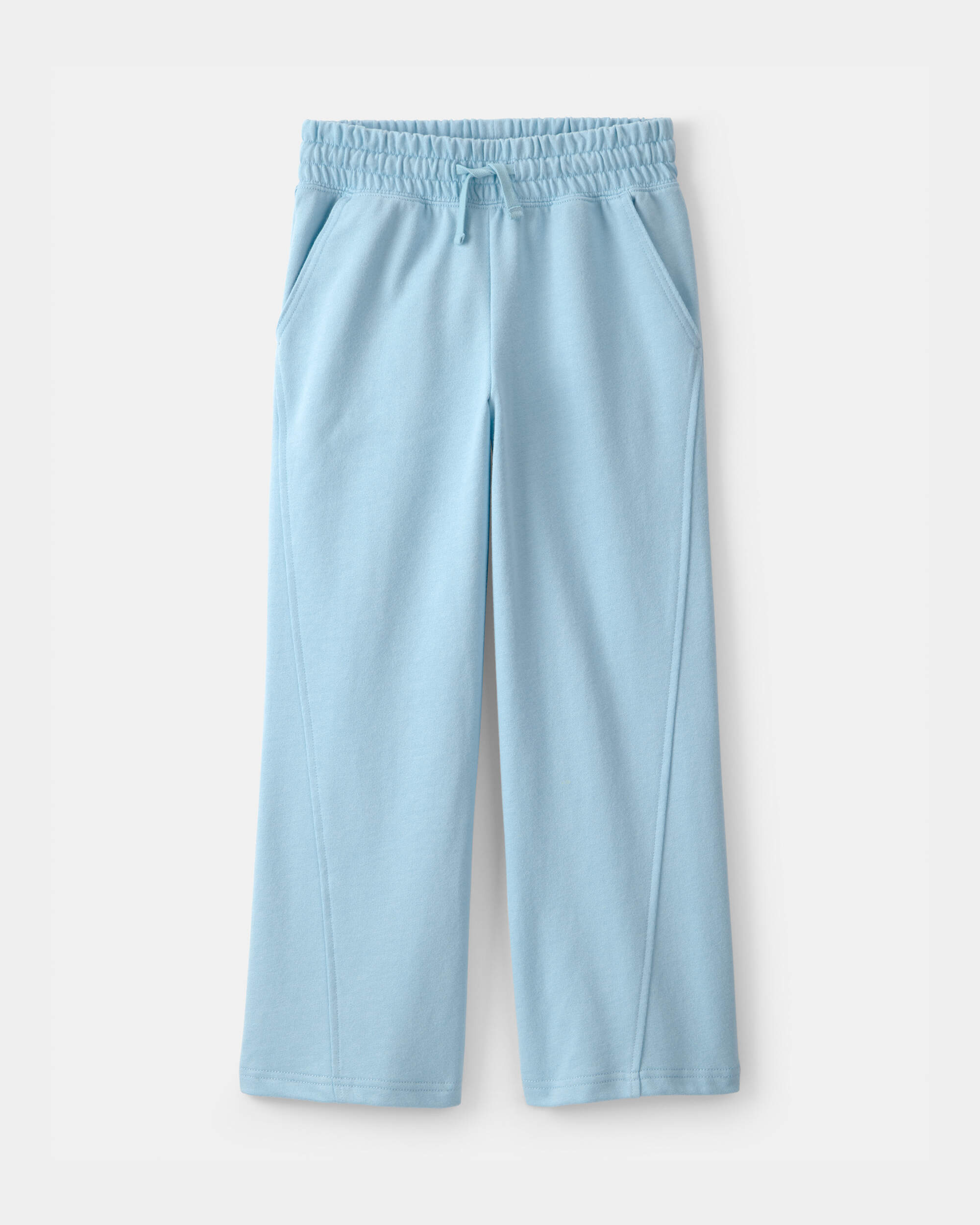 Girls French Terry Wide-Leg Pants - Blue