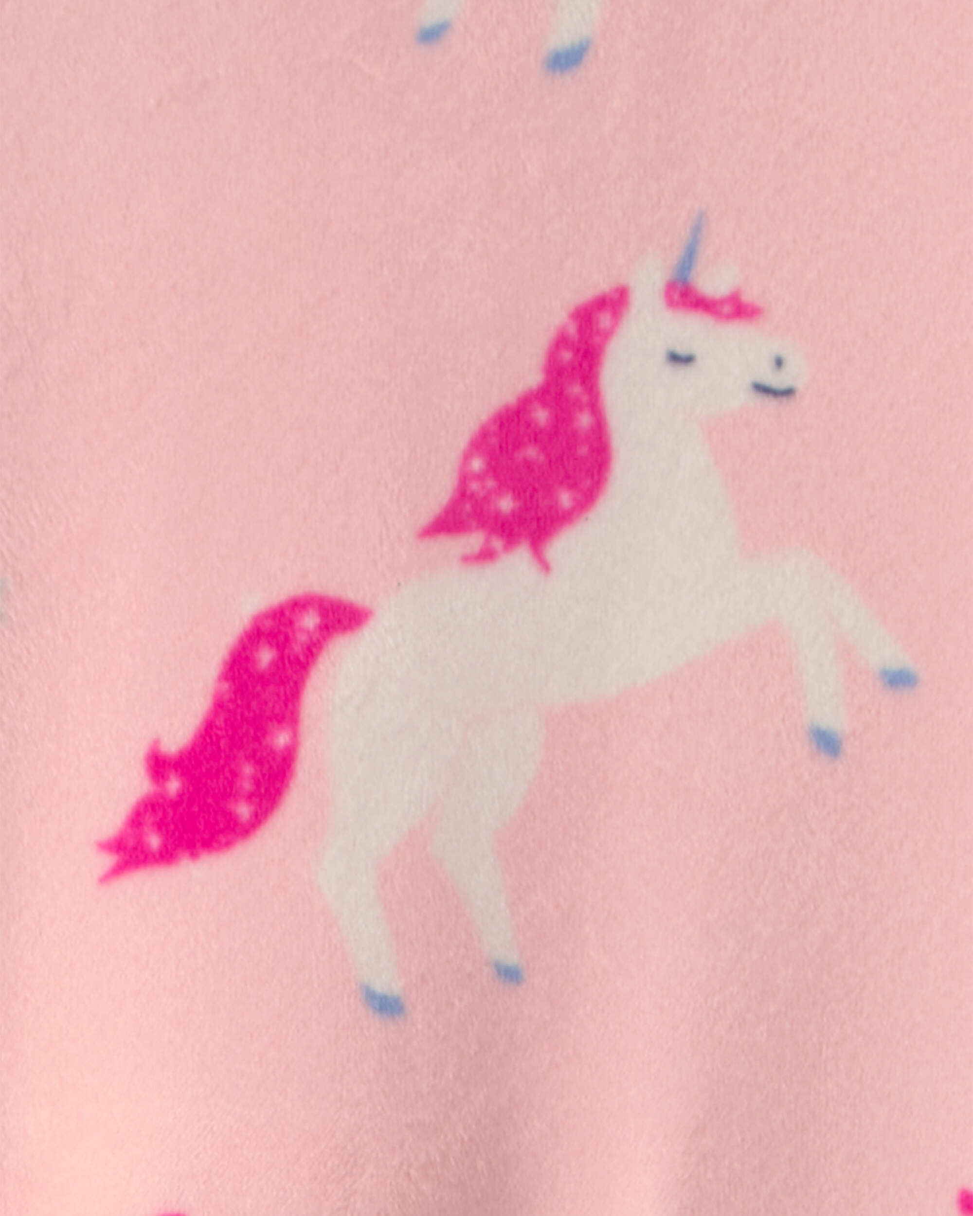 Baby Girl 1-Piece Unicorn 2-Way Zip DreamPlush Snug Fit Pyjama - Pink