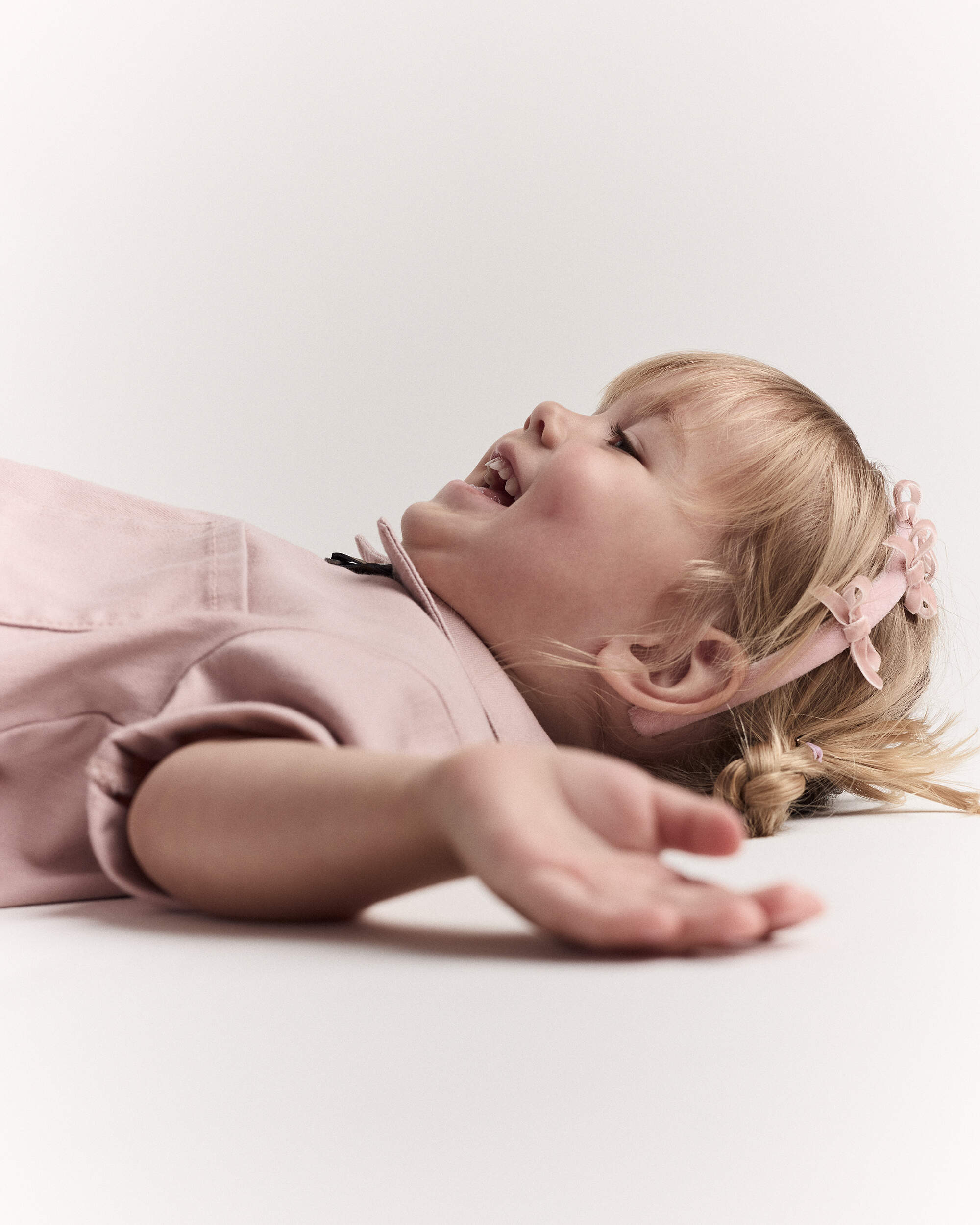 Toddler Girl Velvety Bow Headband - Light Pink