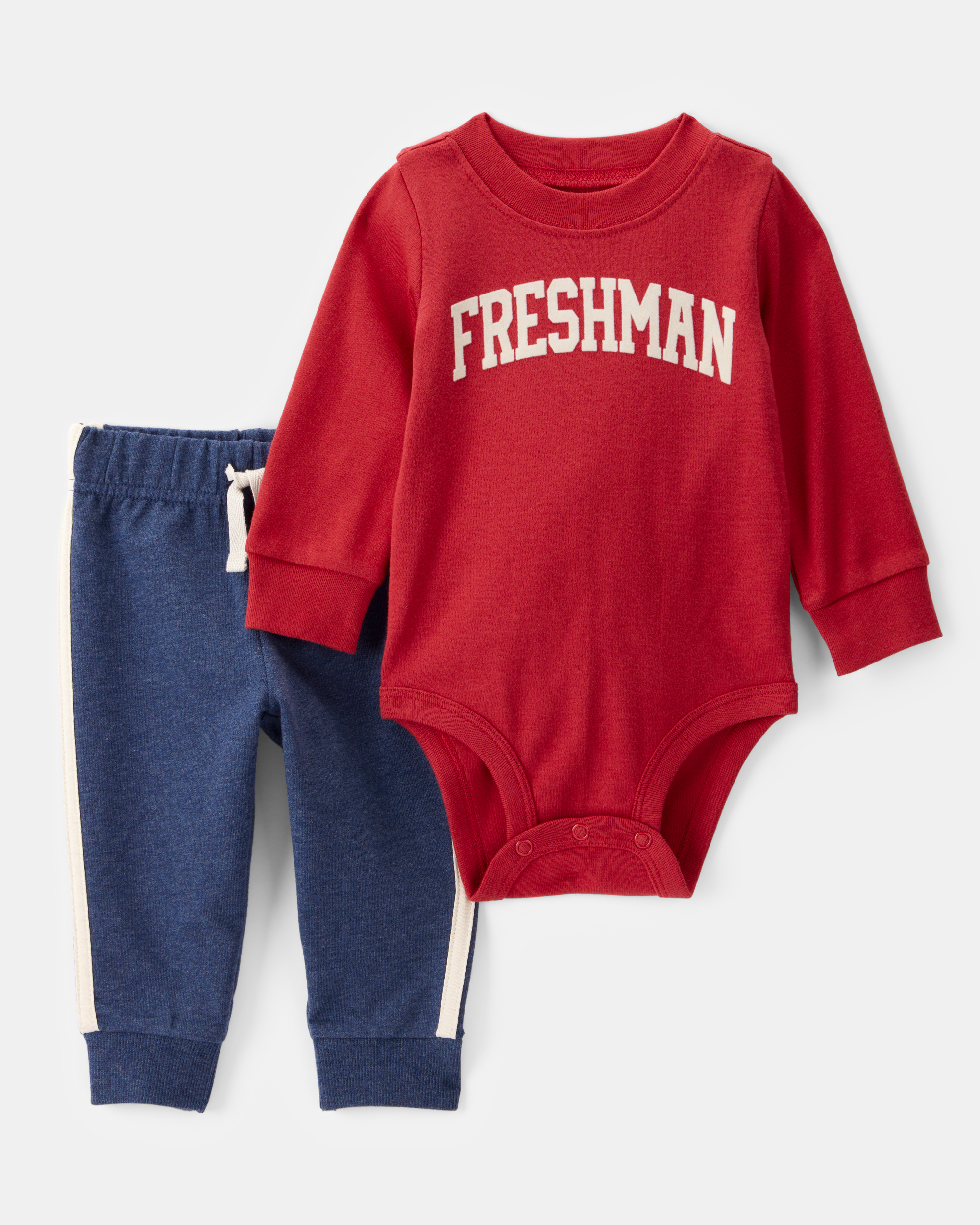 Baby Boy 2-Piece Freshman Long-Sleeve Bodysuit & Pull-On Pant Set