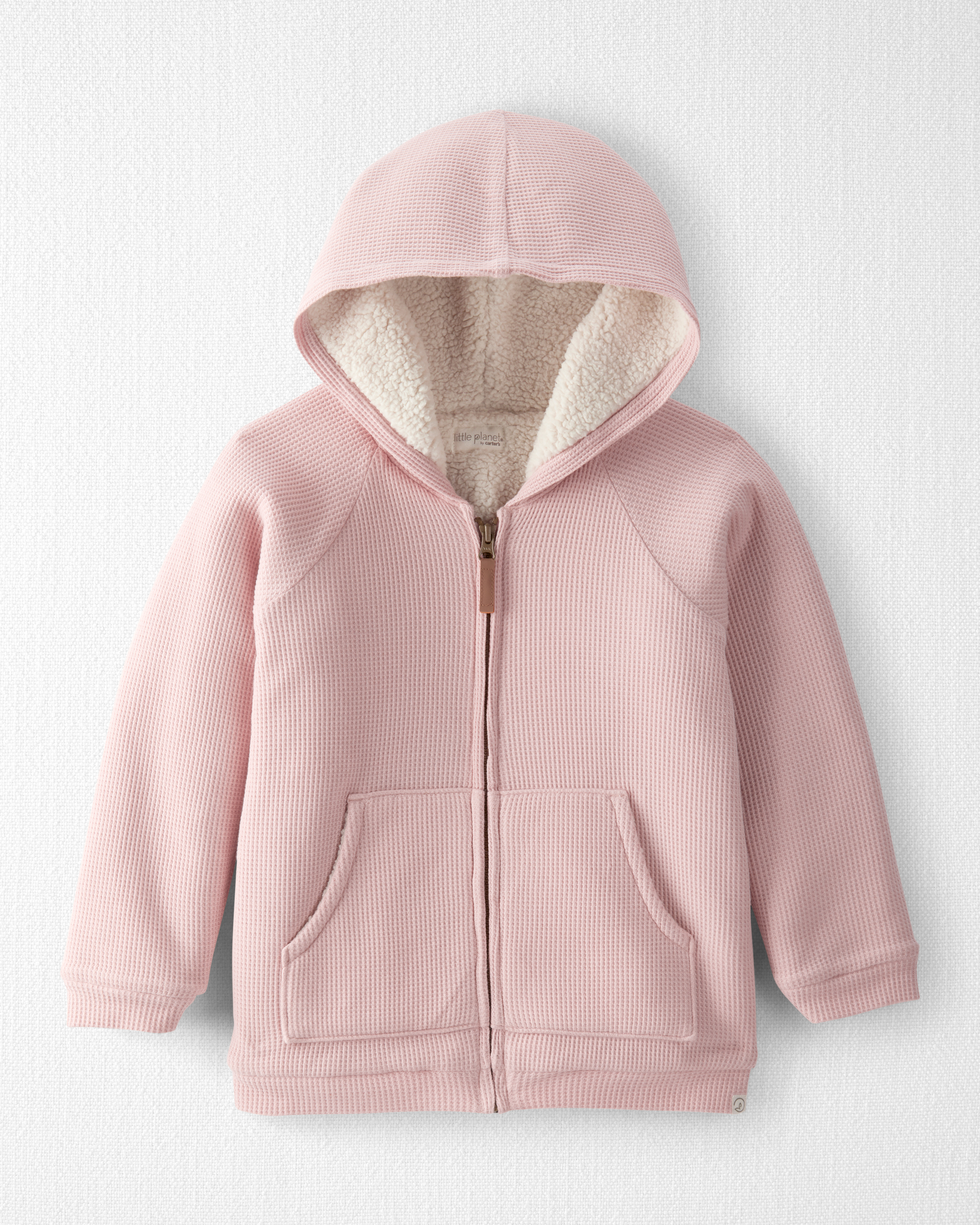 Girls Waffle Knit Hooded Jacket Made with Organic Cotton