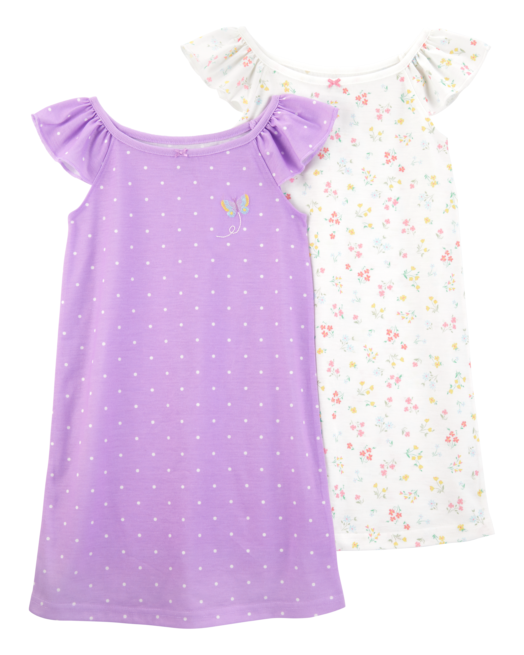 Girls 2-Pack Butterfly Nightgowns - Purple